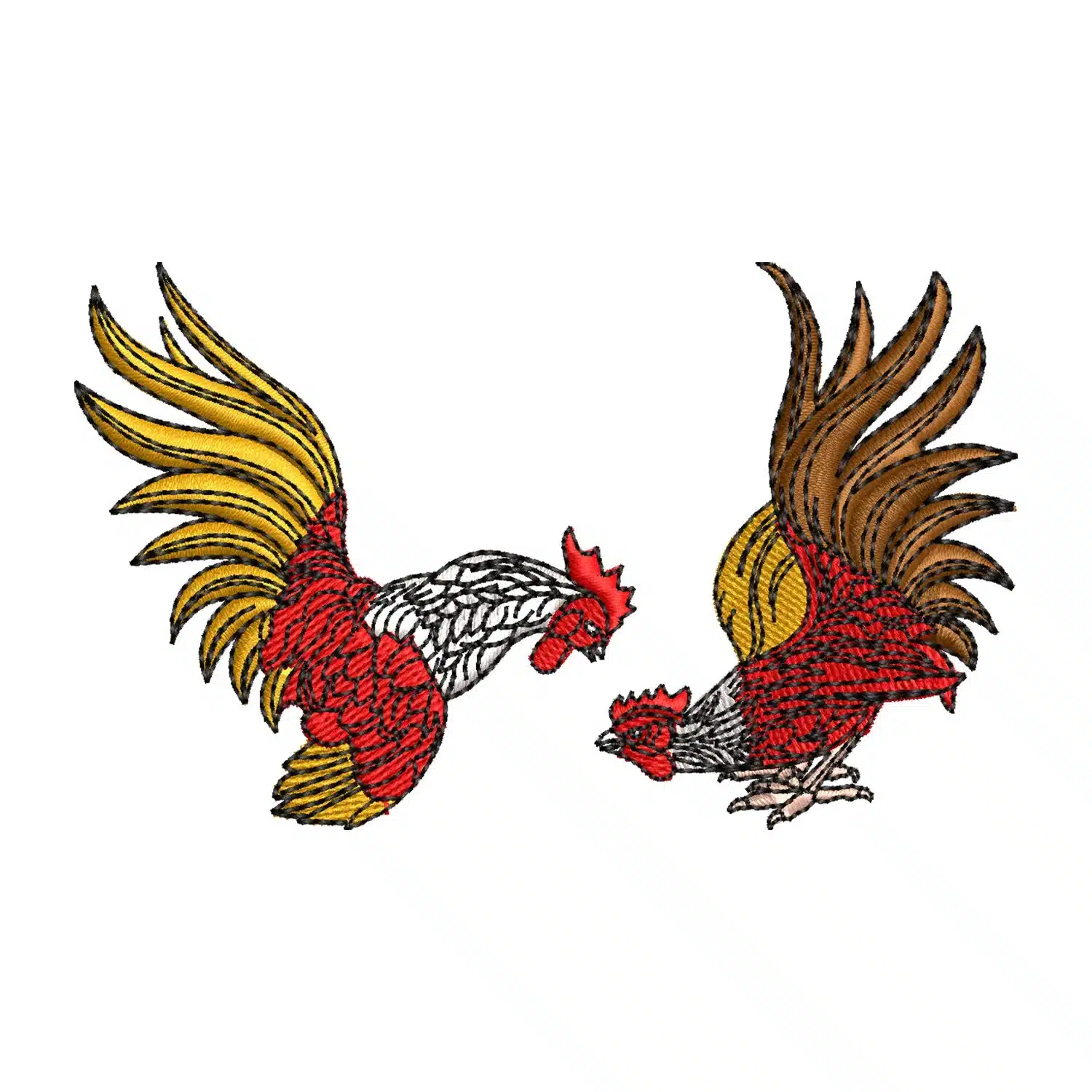 Rooster Fighting Embroidery Design Rooster Fighting Embroidery Design