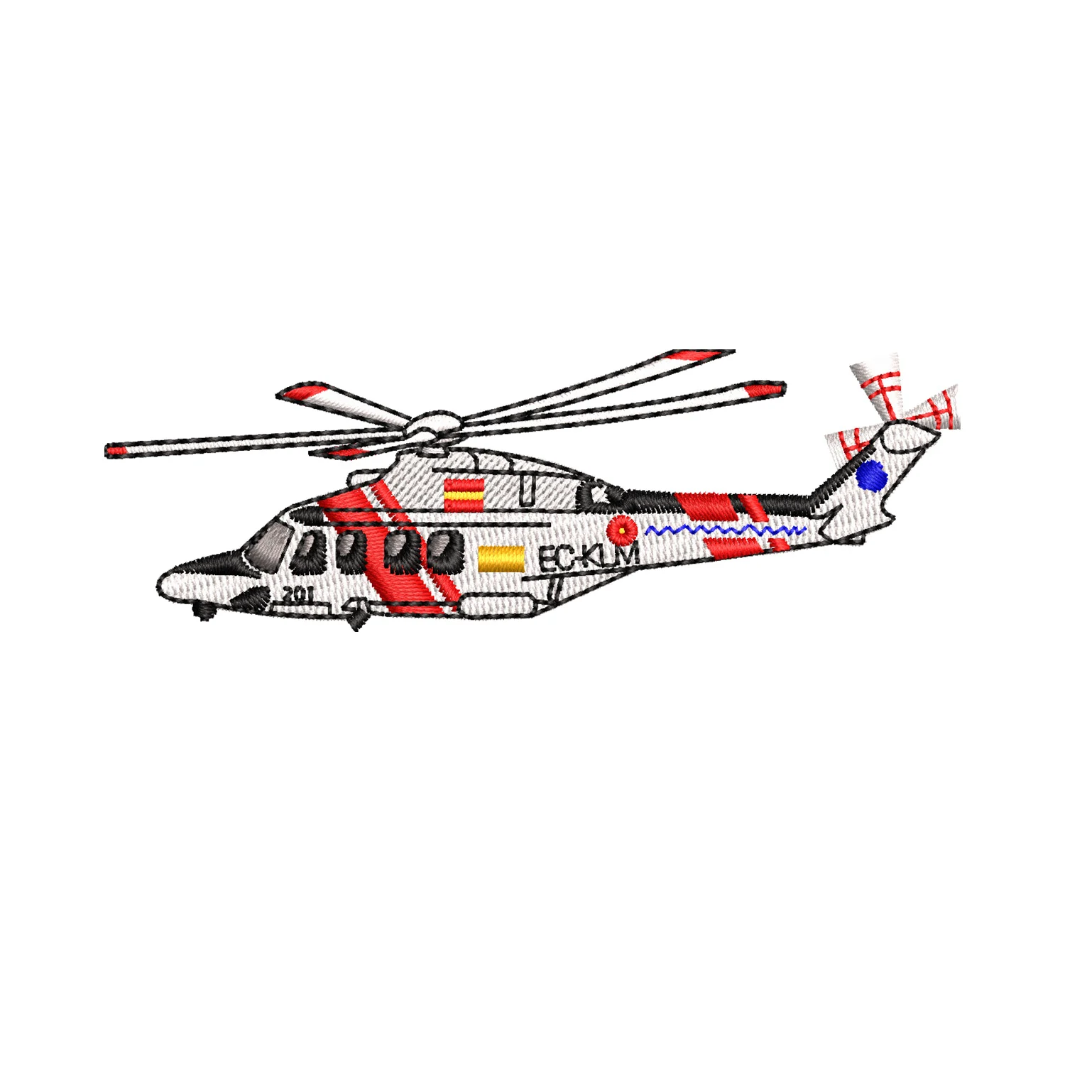 Medical Helicopter Embroidery Design