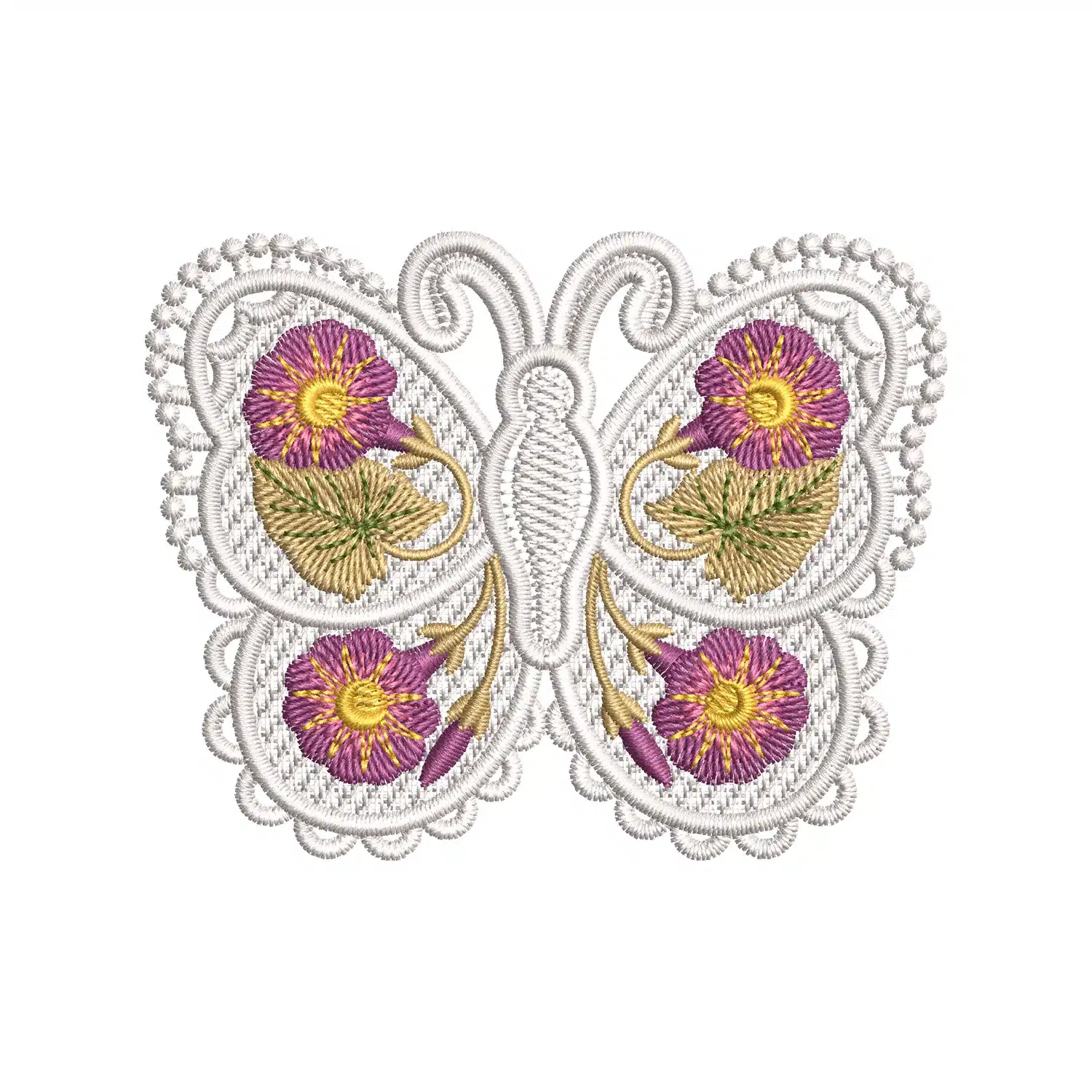 Floral Butterfly Embroidery Design