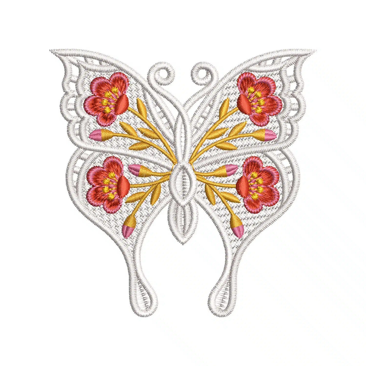 Floral Butterfly Embroidery Design