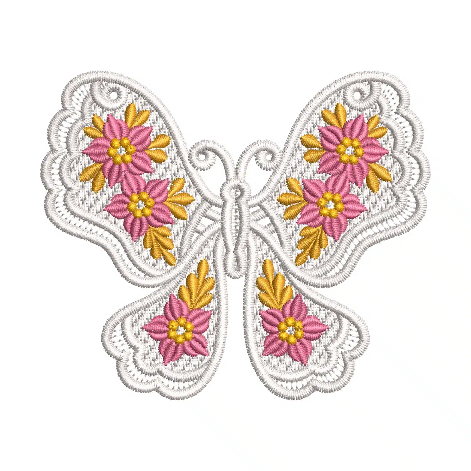 Floral Butterfly Embroidery Design