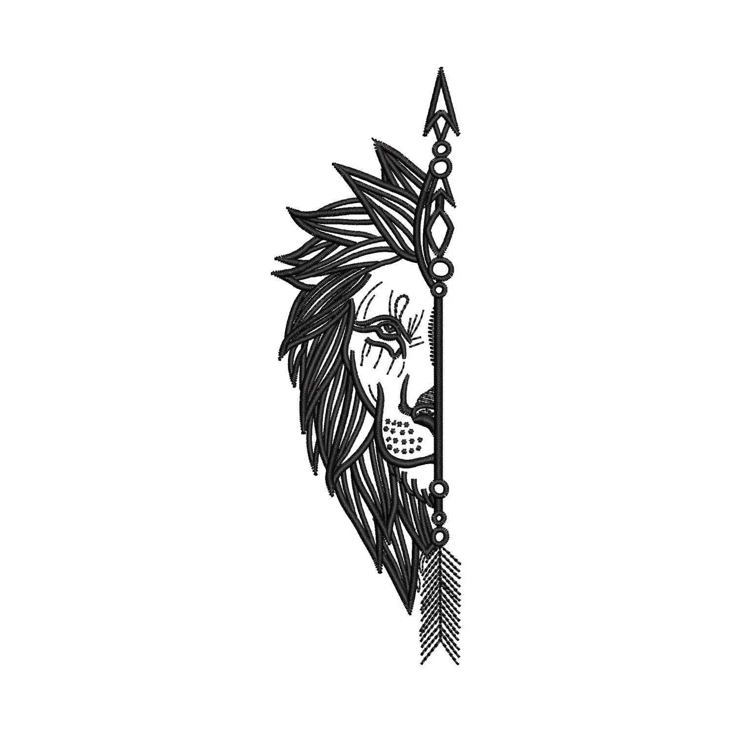 Lion Arrow Embroidery Design