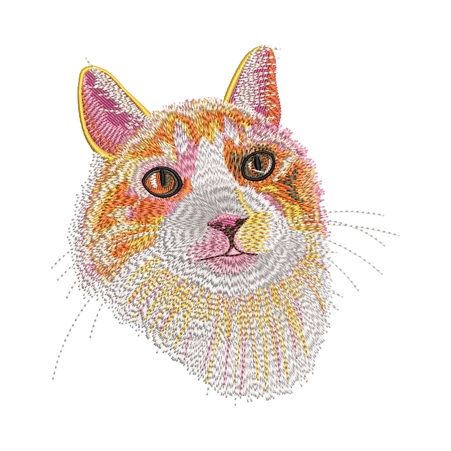 Ginger Cat Face Embroidery Design