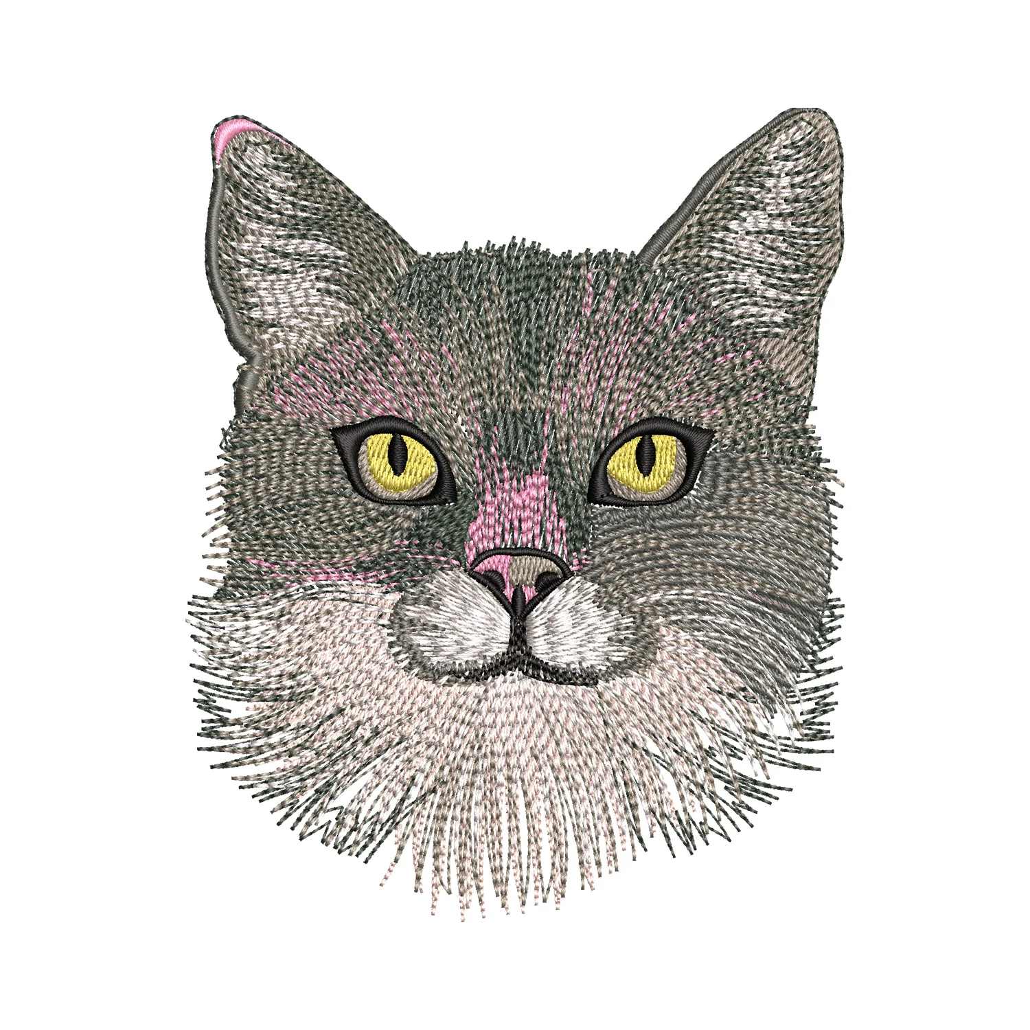 Tabby Cat Face Embroidery Design