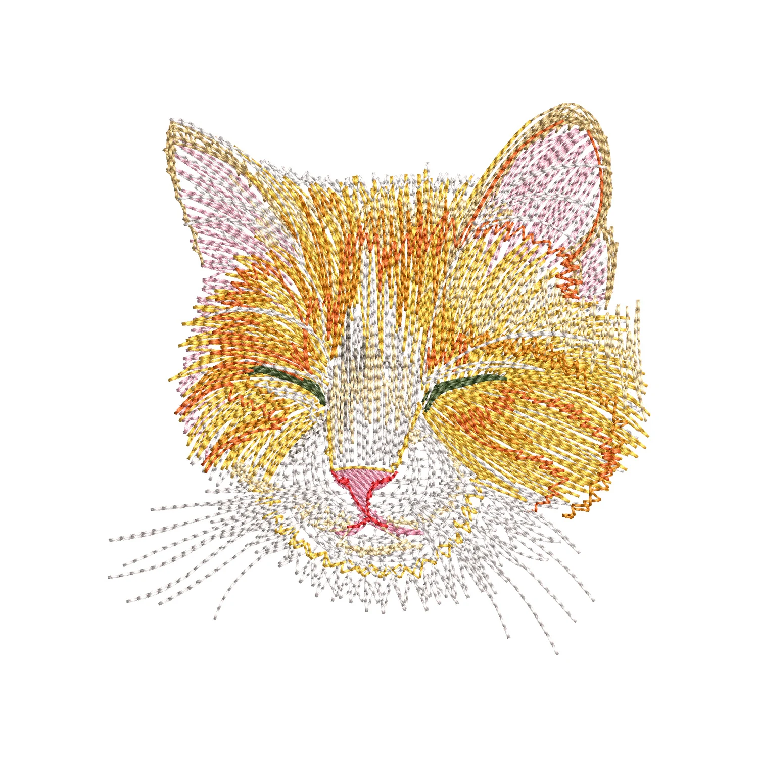 Ginger Cat Face Embroidery Design