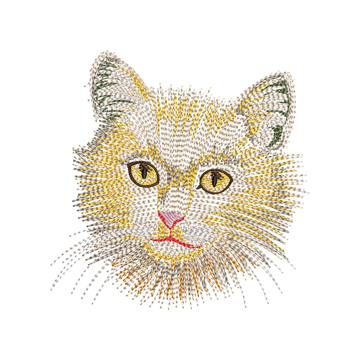 Persian Cat Face Embroidery Design