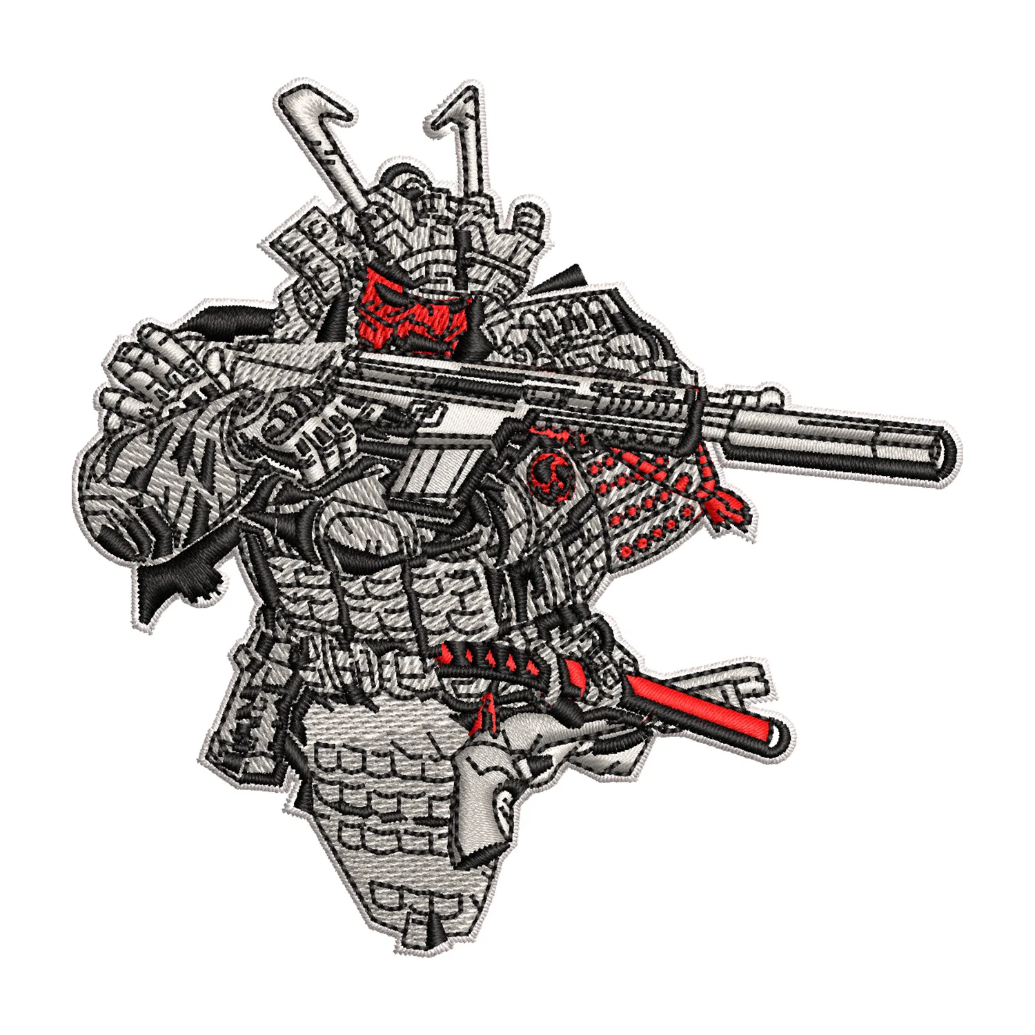 Samurai with Gun Embroidery Design