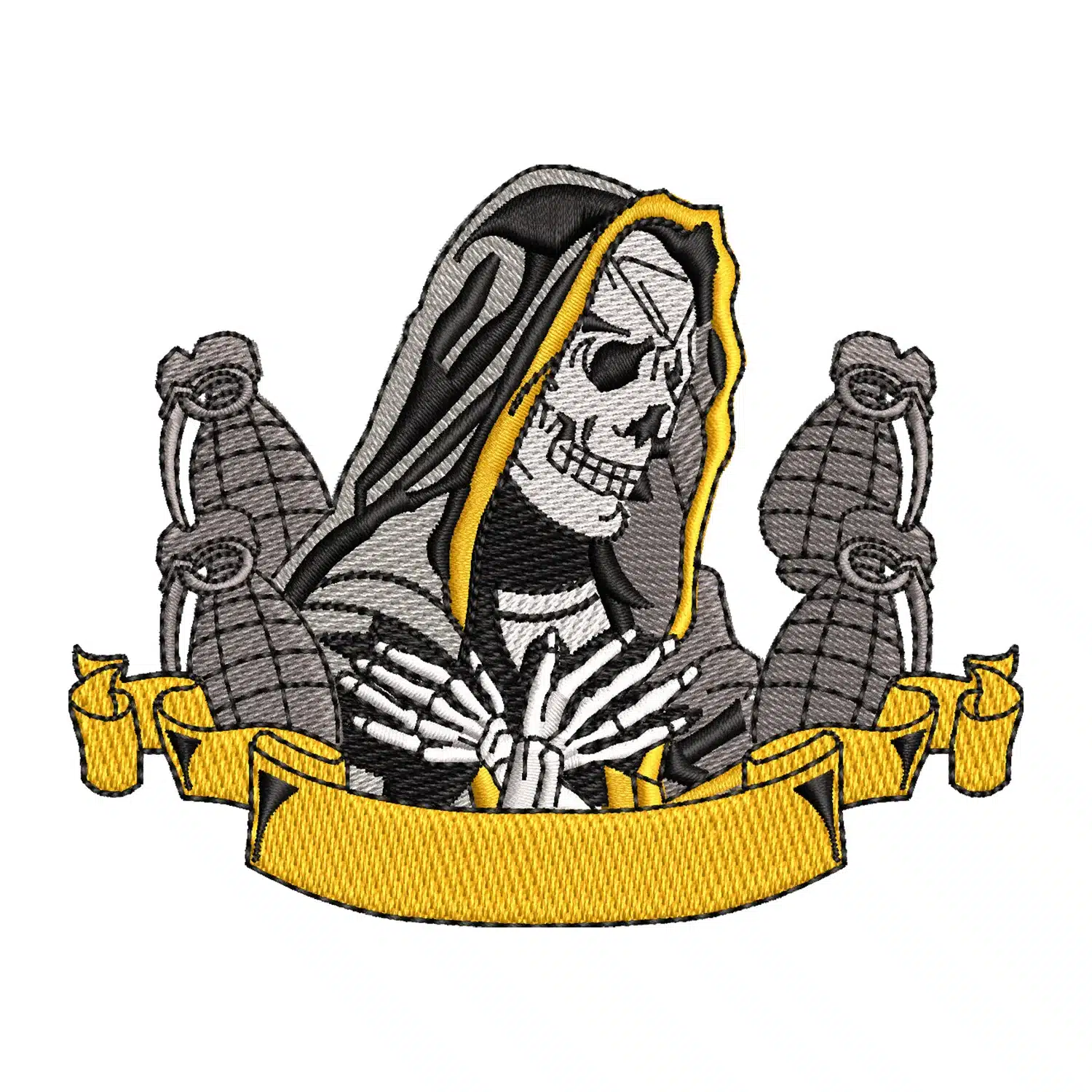 Skeleton with Grenades Embroidery Design