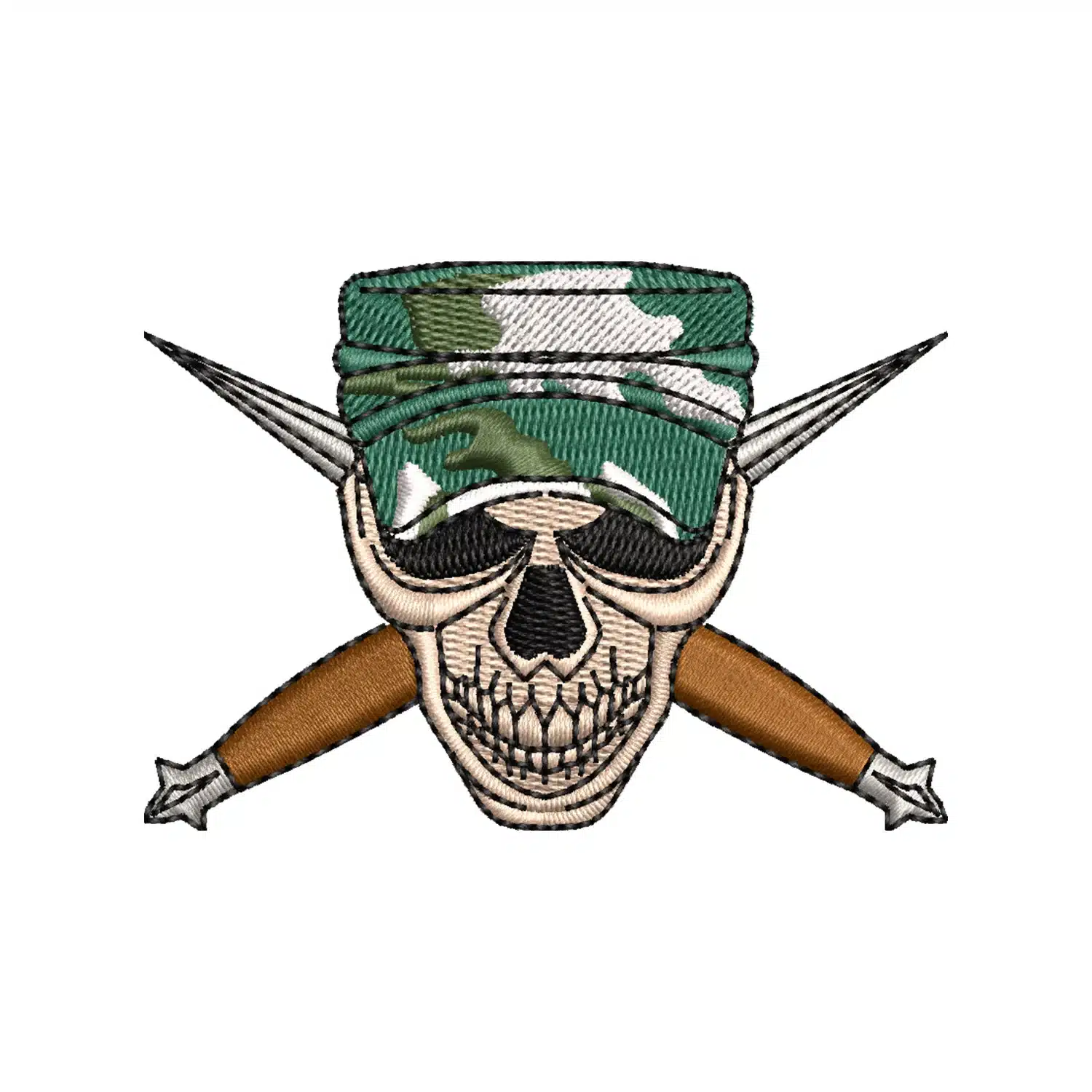 Military Dagger Skull Embroidery Design