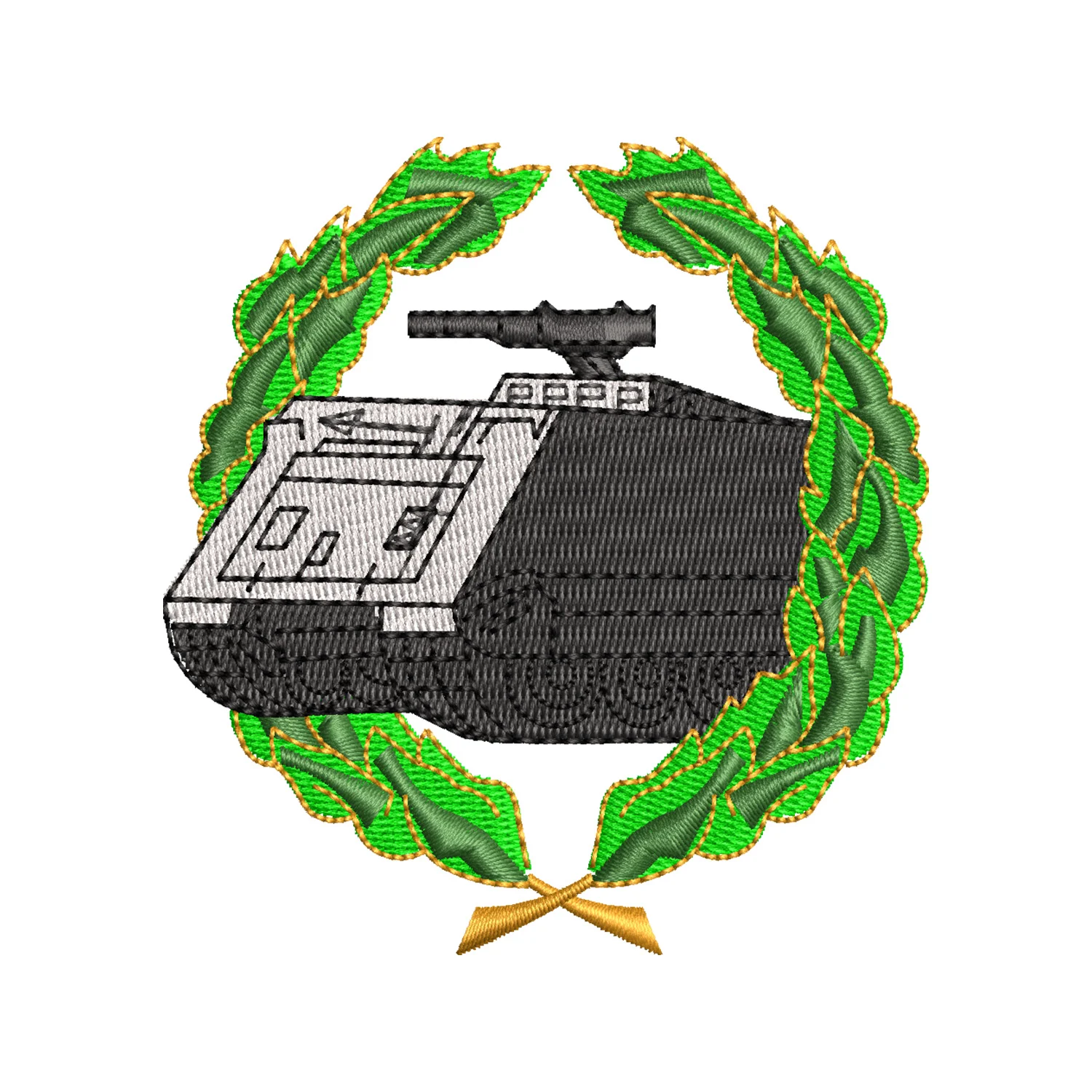 Tank Laurel Embroidery Design