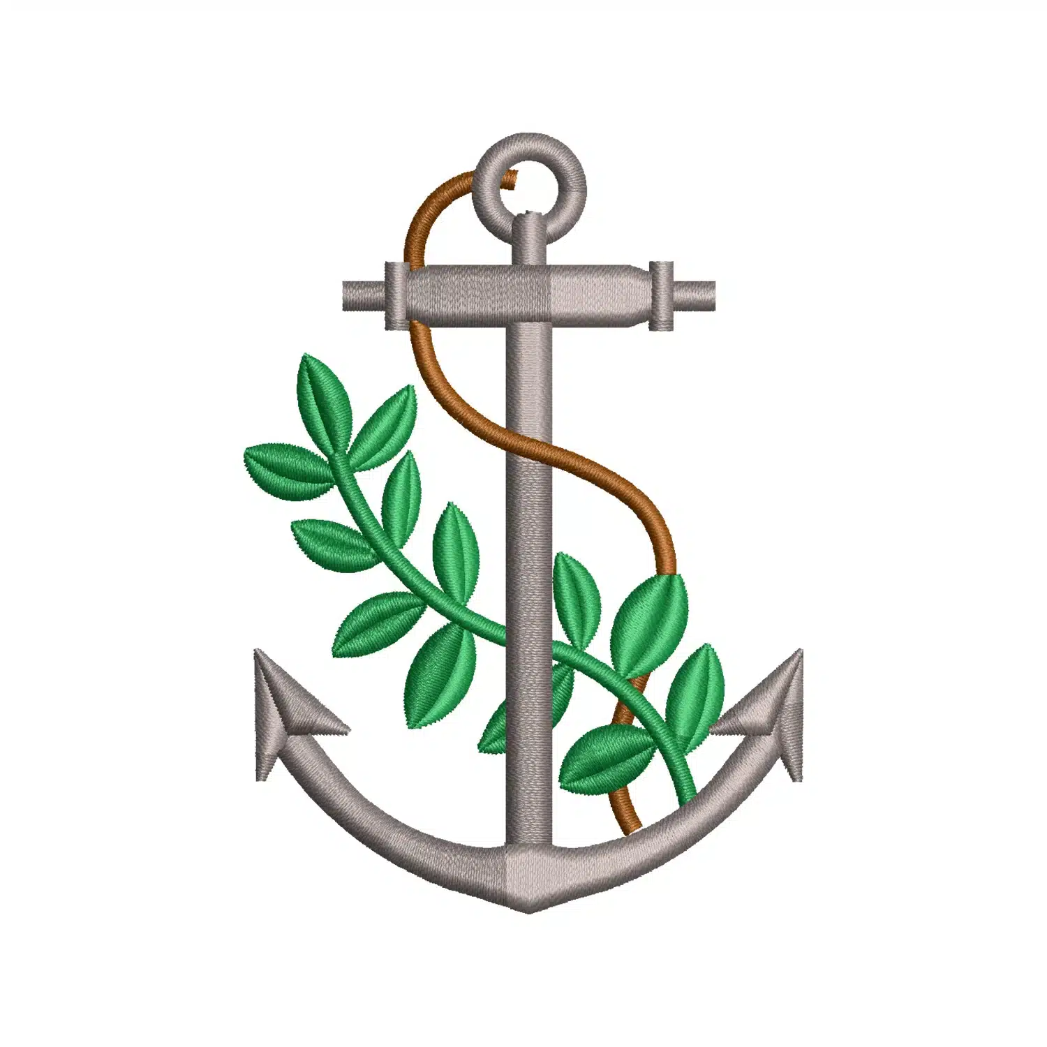 Floral Ship Anchor Embroidery Design