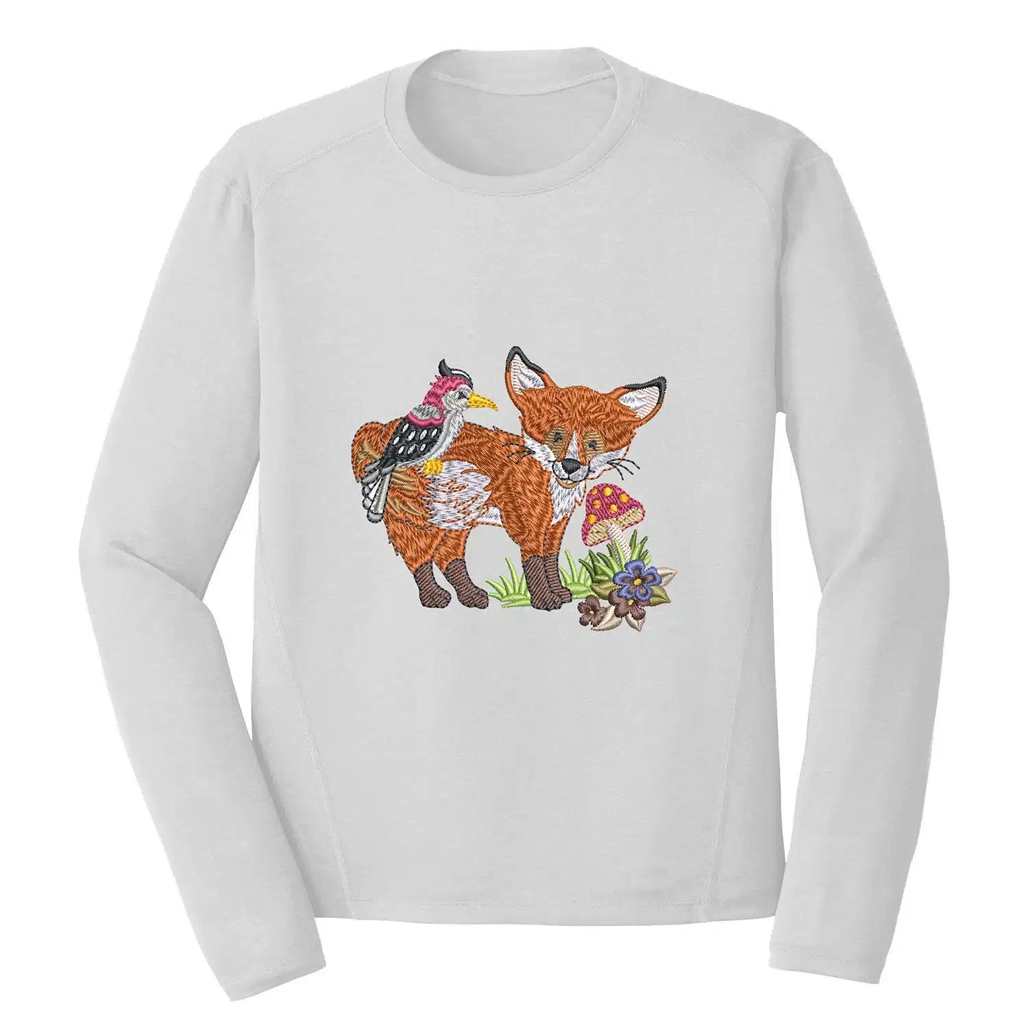 Woodpecker With Fox Embroidery Design - Animal Embroidery Design 1 Mockup AML109