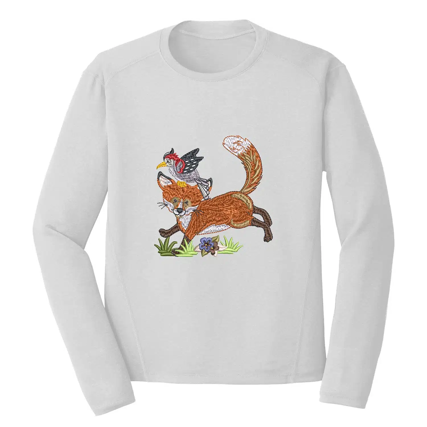 Woodpecker On a Fox Embroidery Design - Animal Embroidery Design 1 Mockup AML113