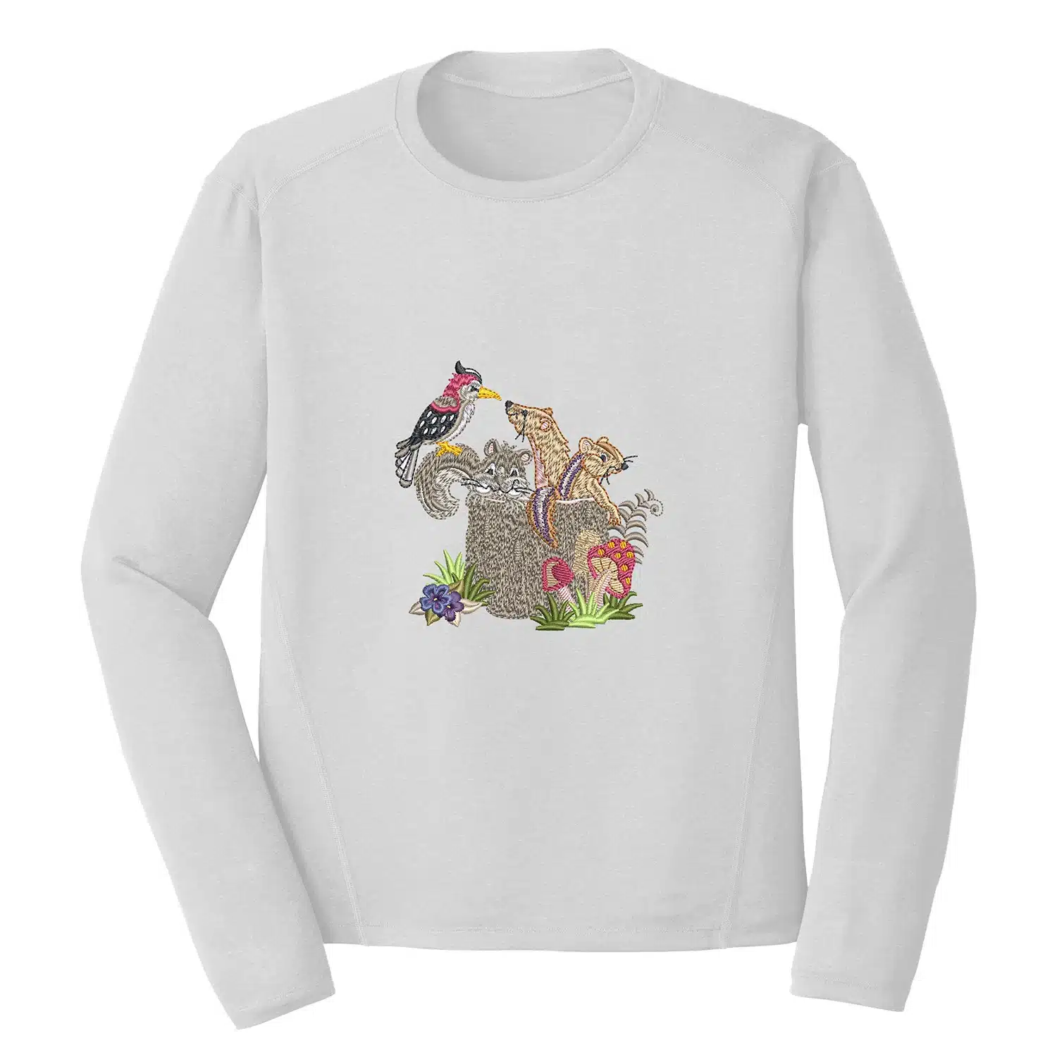 Tree Branch With Animals And Mushrooms Embroidery Design - Animal Embroidery Design 1 Mockup AML122