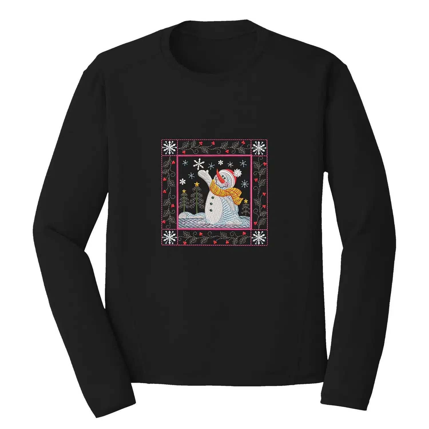 Snowman Embroidery Design 1 Mockup CHR20