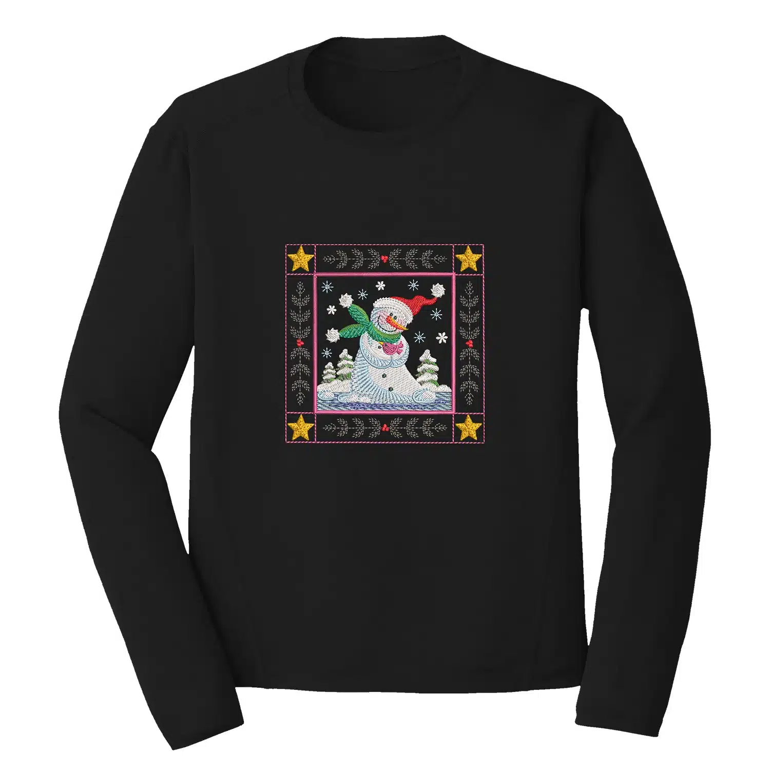 Snowman Embroidery Design 1 Mockup CHR21