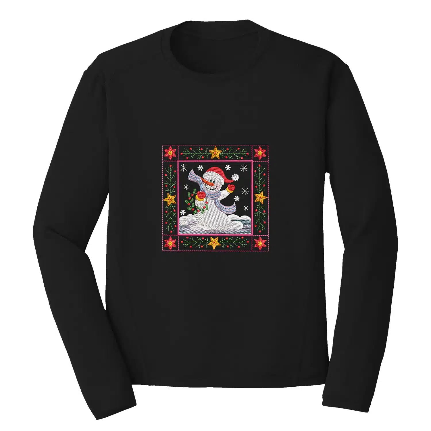 Snowman Embroidery Design 1 Mockup CHR23