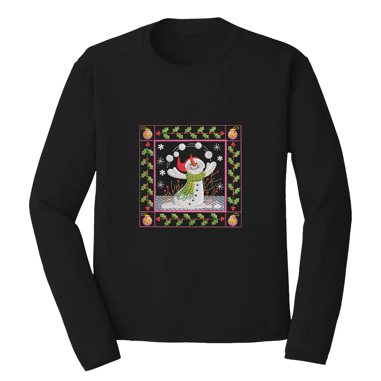 Snowman Embroidery Design 1 Mockup CHR24