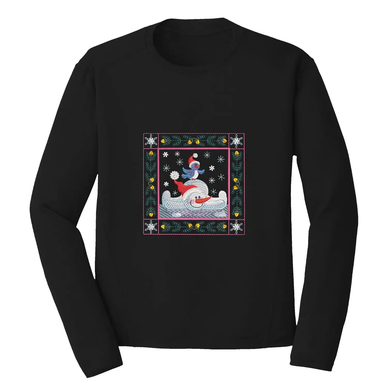 Snowman Embroidery Design 1 Mockup CHR25