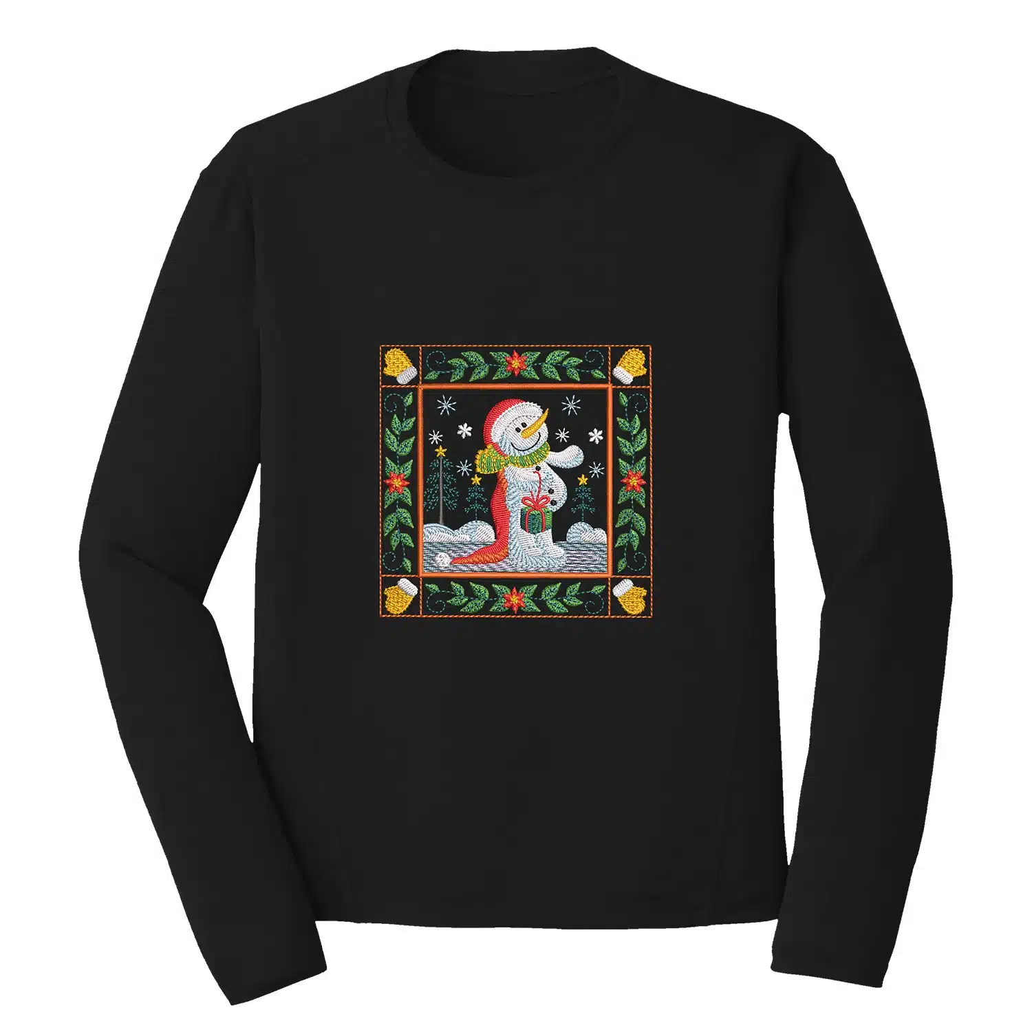 Snowman Embroidery Design 1 Mockup CHR26