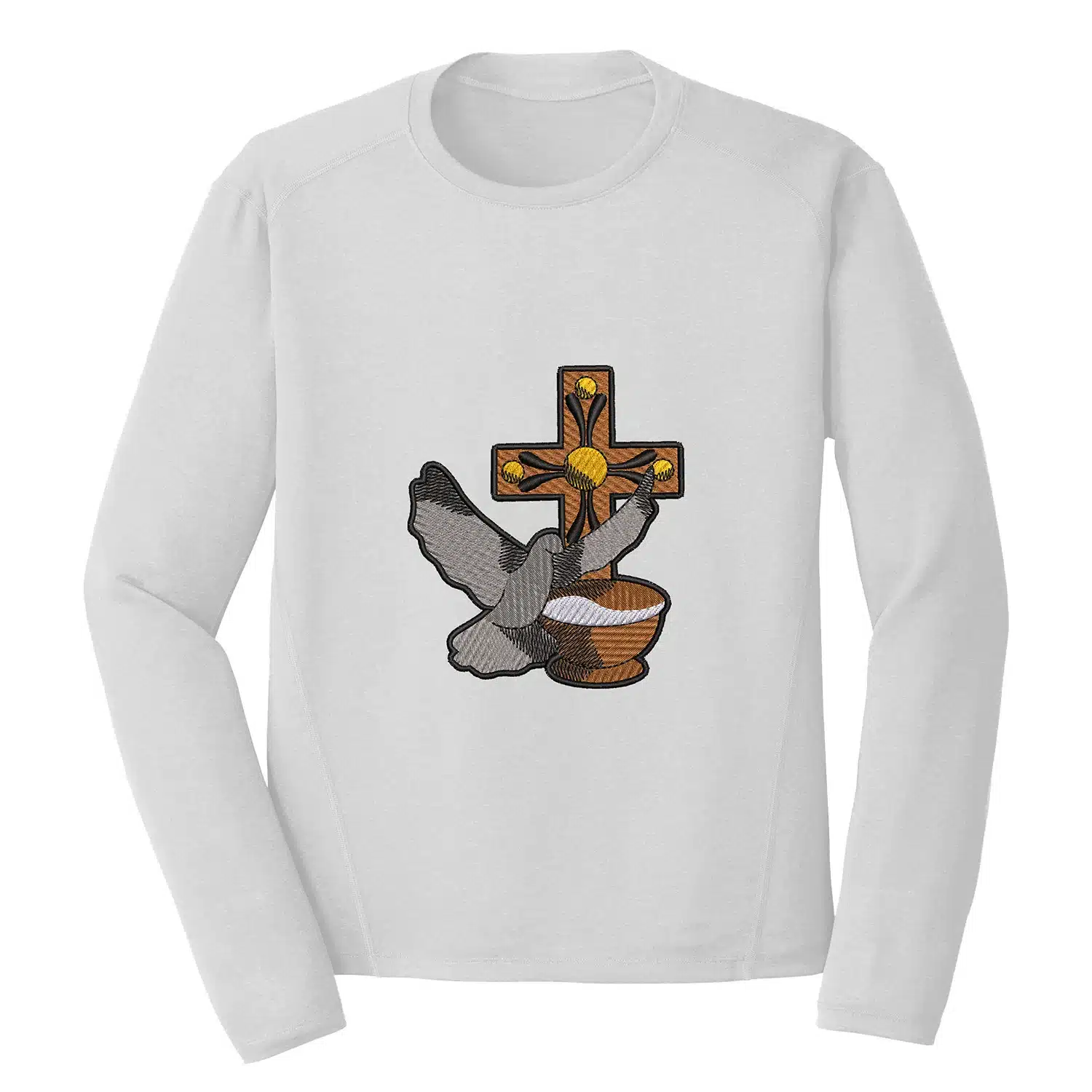 Holy Dove Chalice Embroidery Design - Christian Embroidery Design 1 Mockup RLG66
