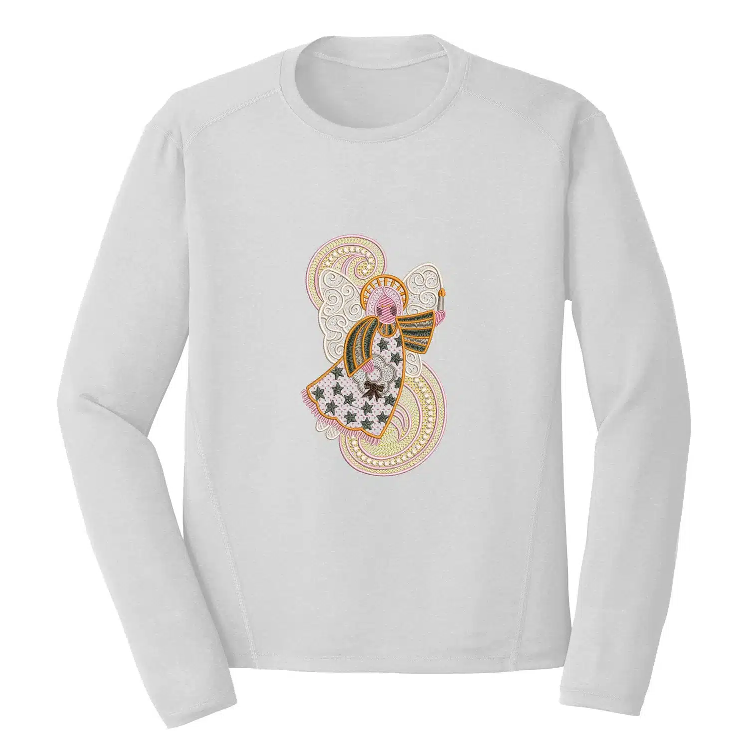 Festive Angel Embroidery Design - Christian Embroidery Design 1 Mockup RLG90