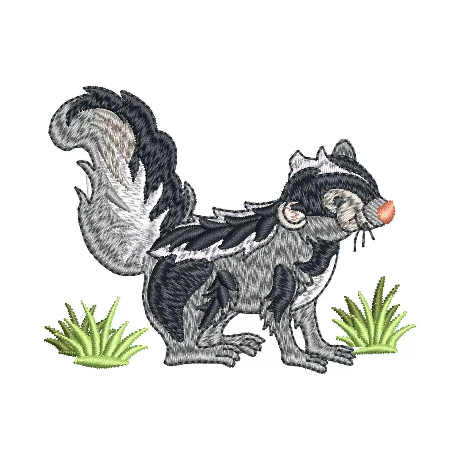 Floral Skunk Embroidery Design
