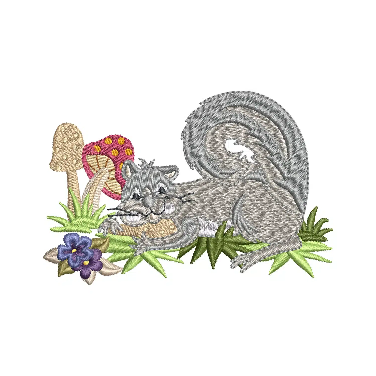 Floral Squirrel Embroidery Design