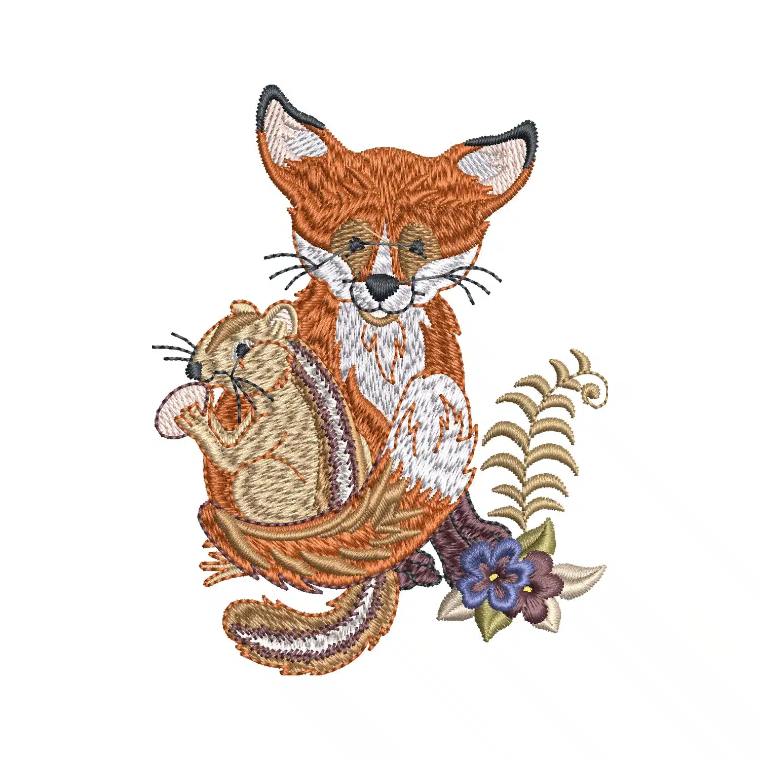 Fox With a Squirrel Embroidery Design Fox With a Squirrel Embroidery Design
