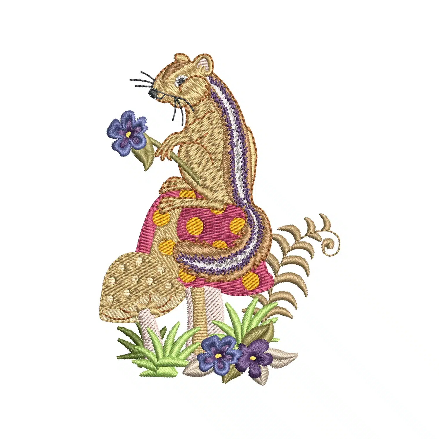 Squirrel On a Mushroom Embroidery Design Squirrel On a Mushroom Embroidery Design