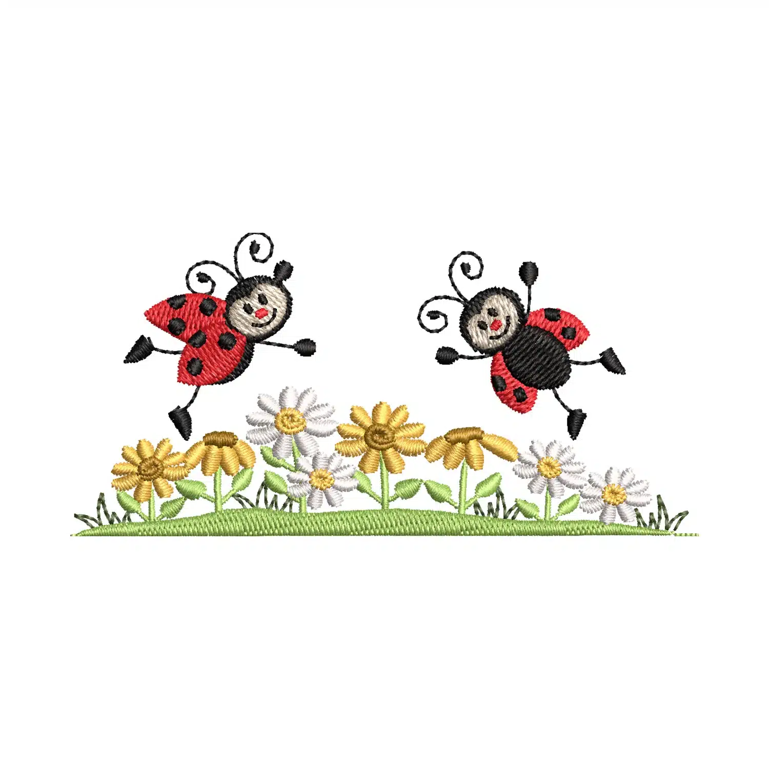 Floral Ladybugs Embroidery Design