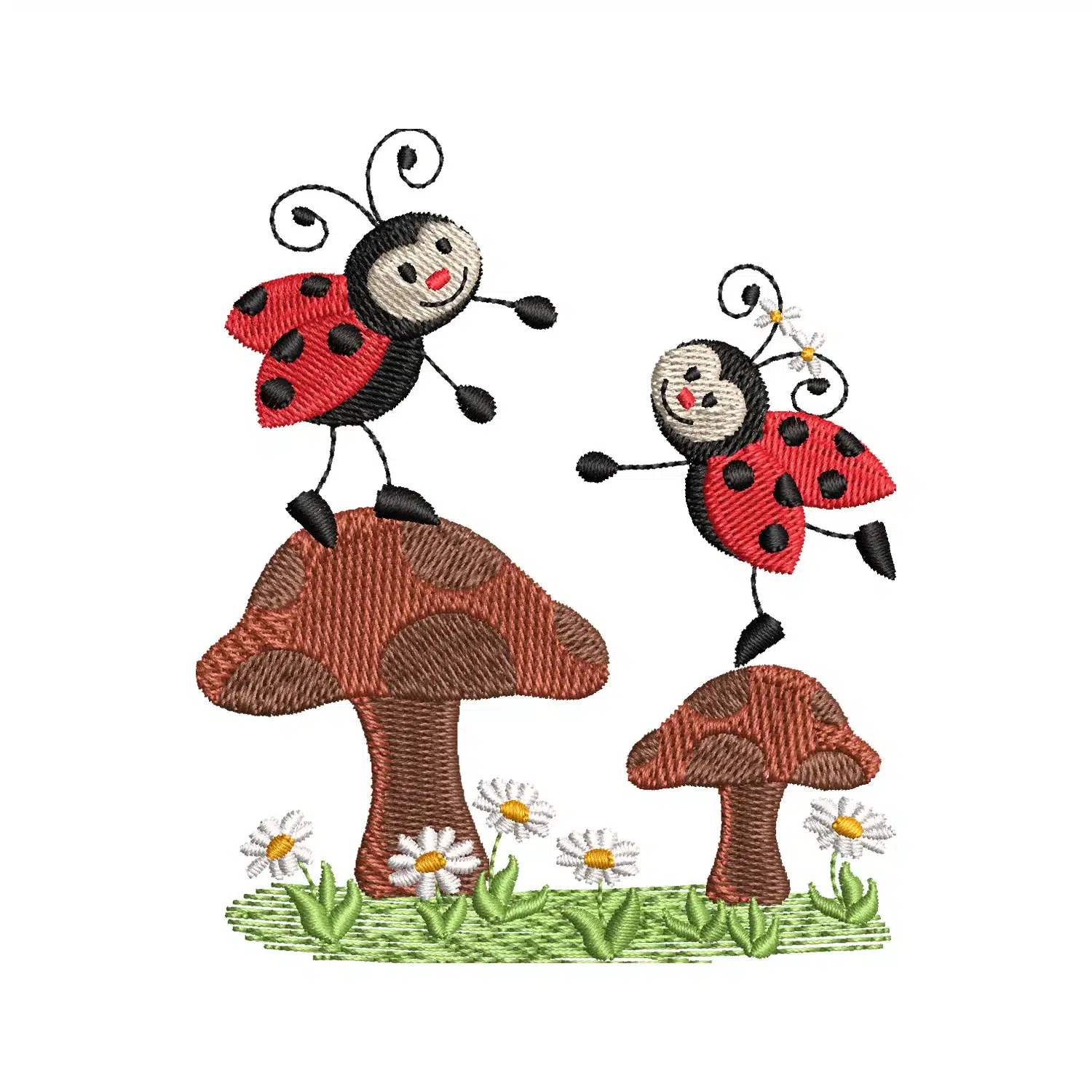 Floral Mushroom Ladybug Embroidery Design