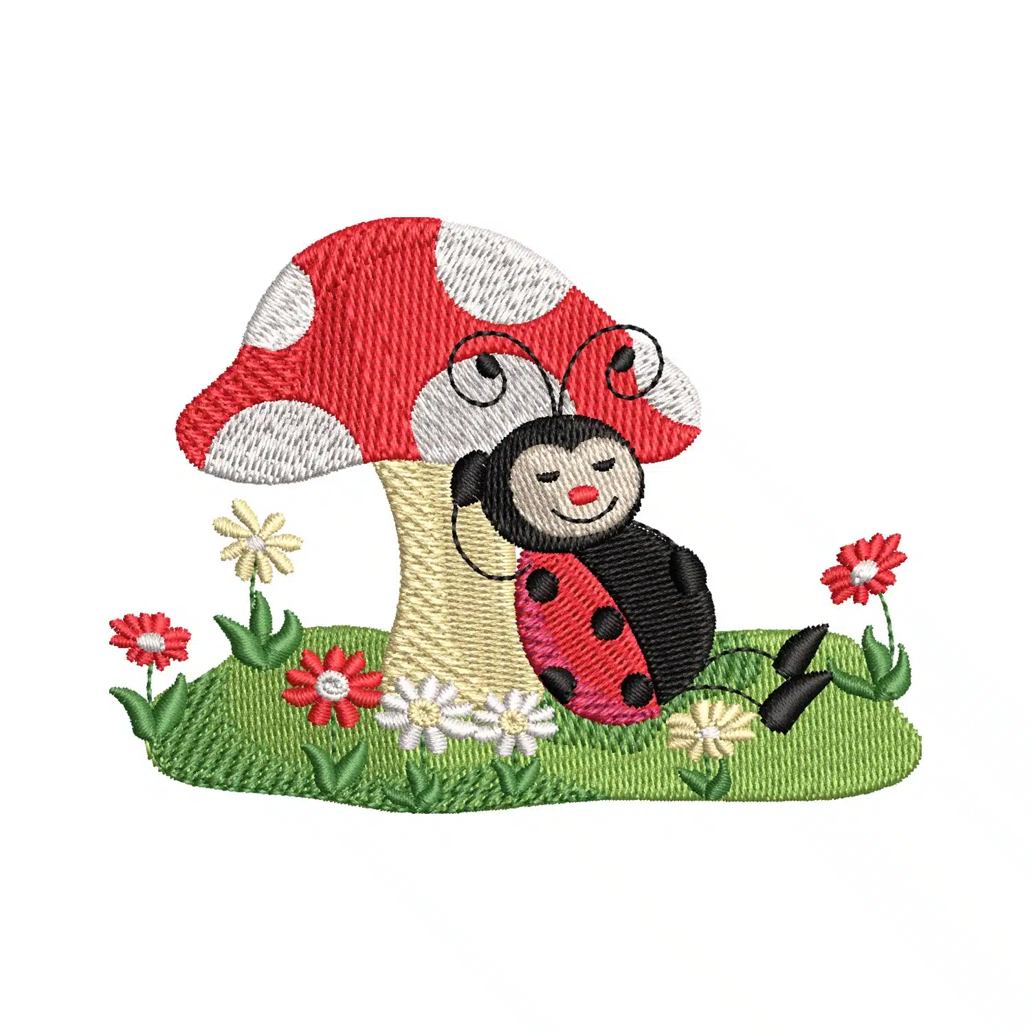 Floral Mushroom Ladybug Embroidery Design
