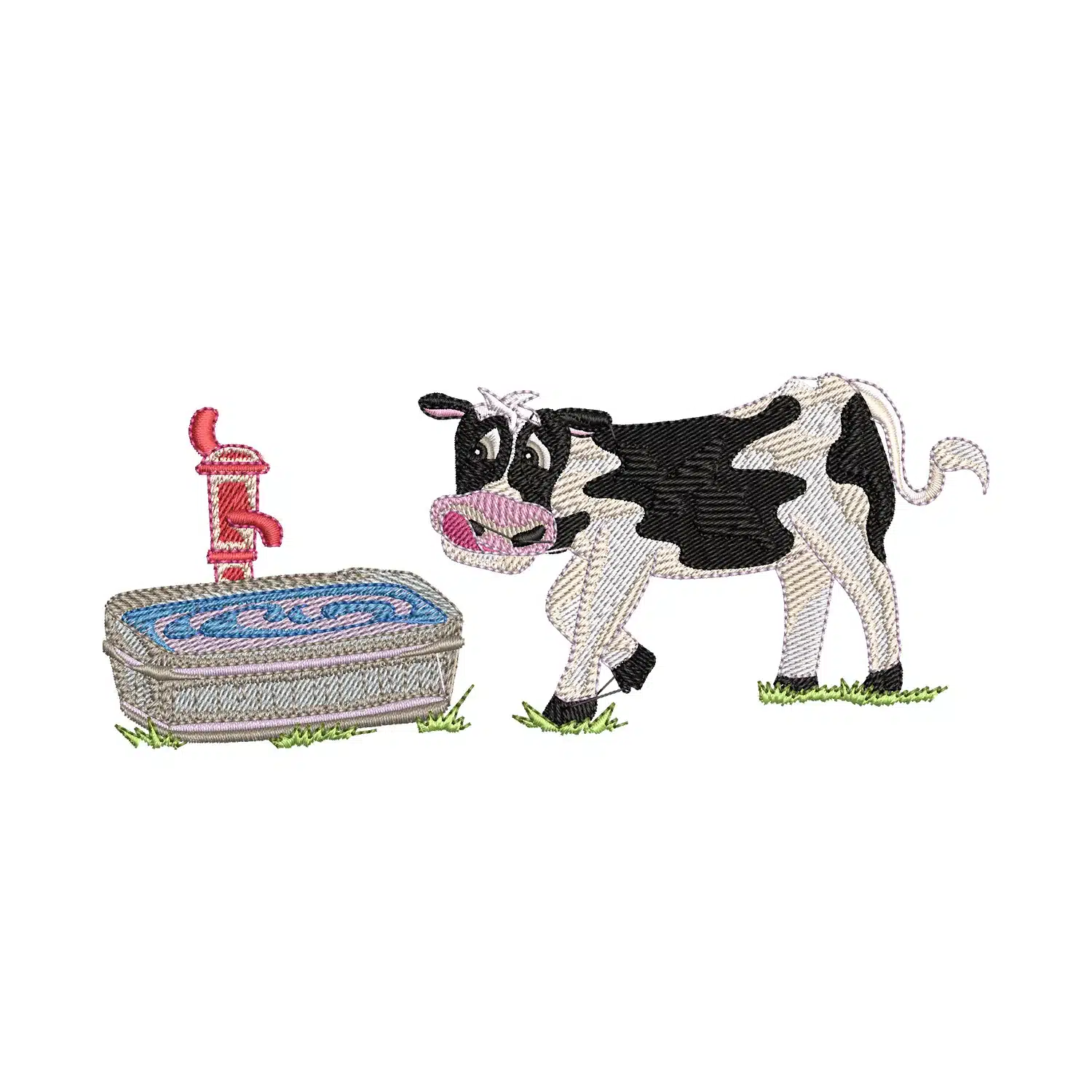 Cow Drinking from a Well Embroidery Design Cow Drinking from a Well Embroidery Design