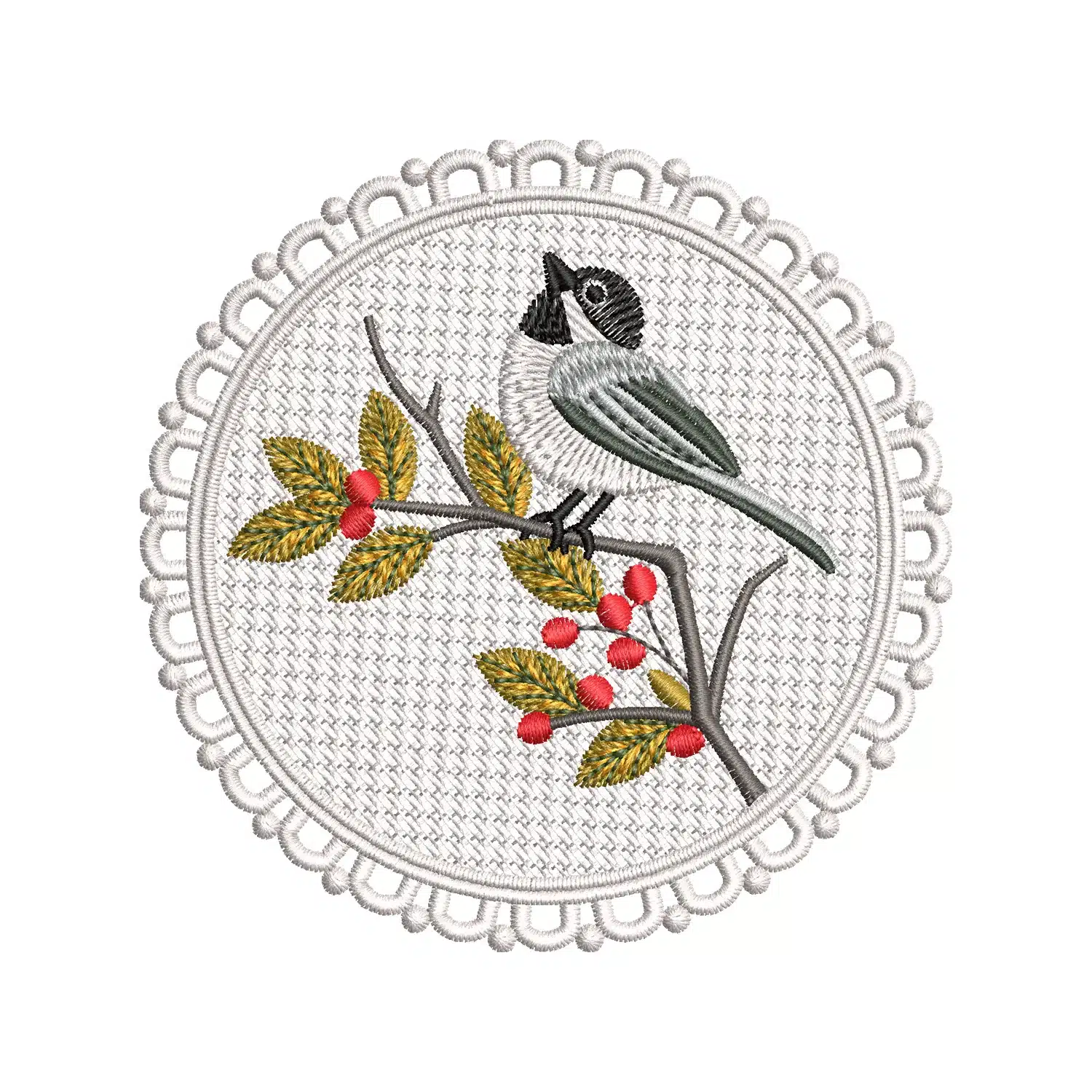 Sparrow On a Branch Embroidery Design