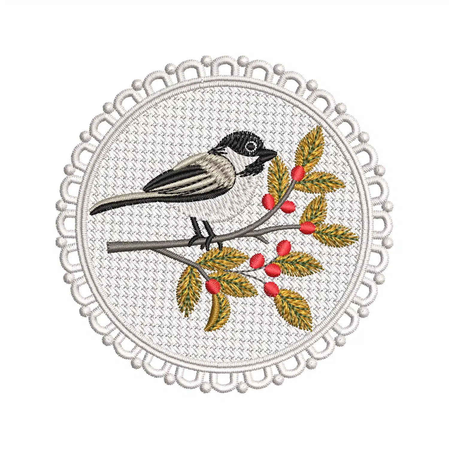 Sparrow On a Branch Embroidery Design