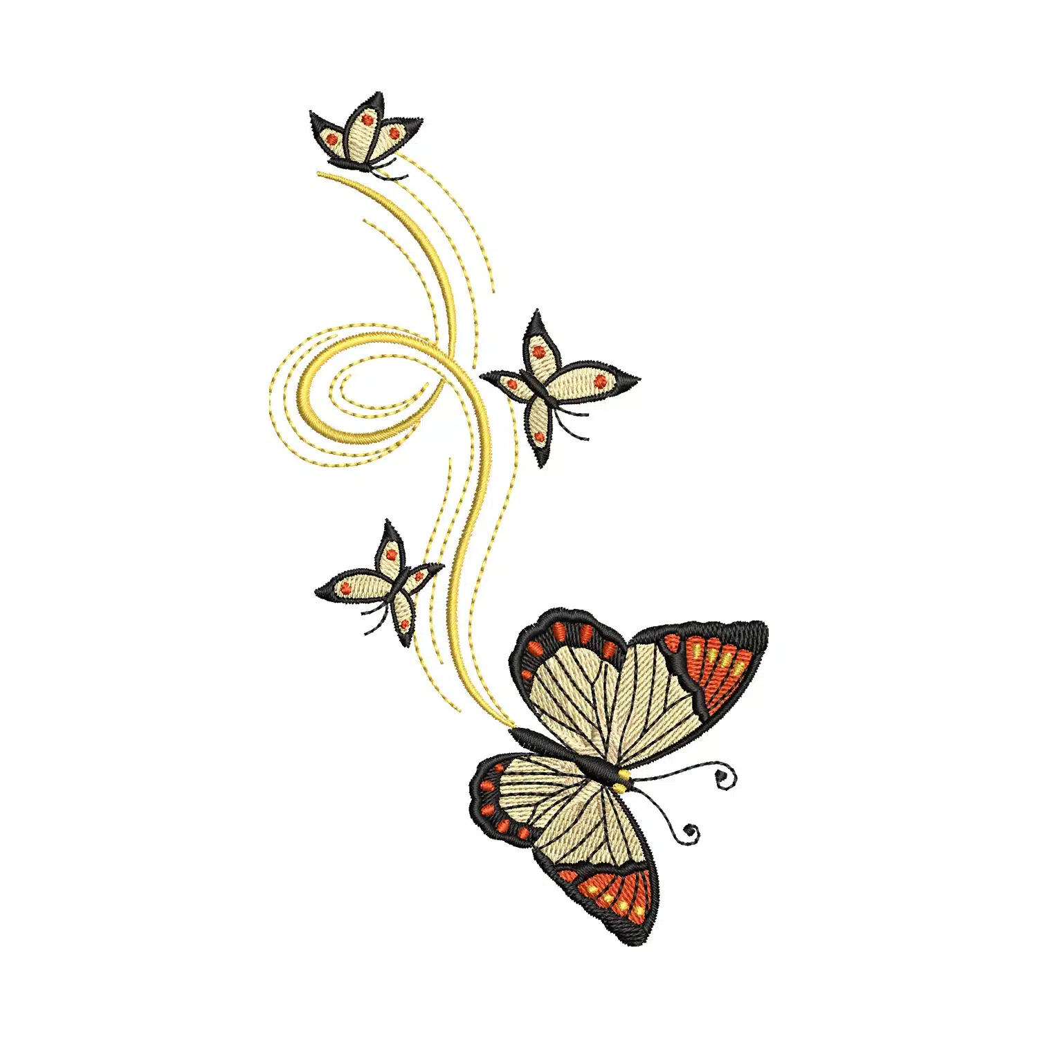 Floral Butterfly Swirl Embroidery Design