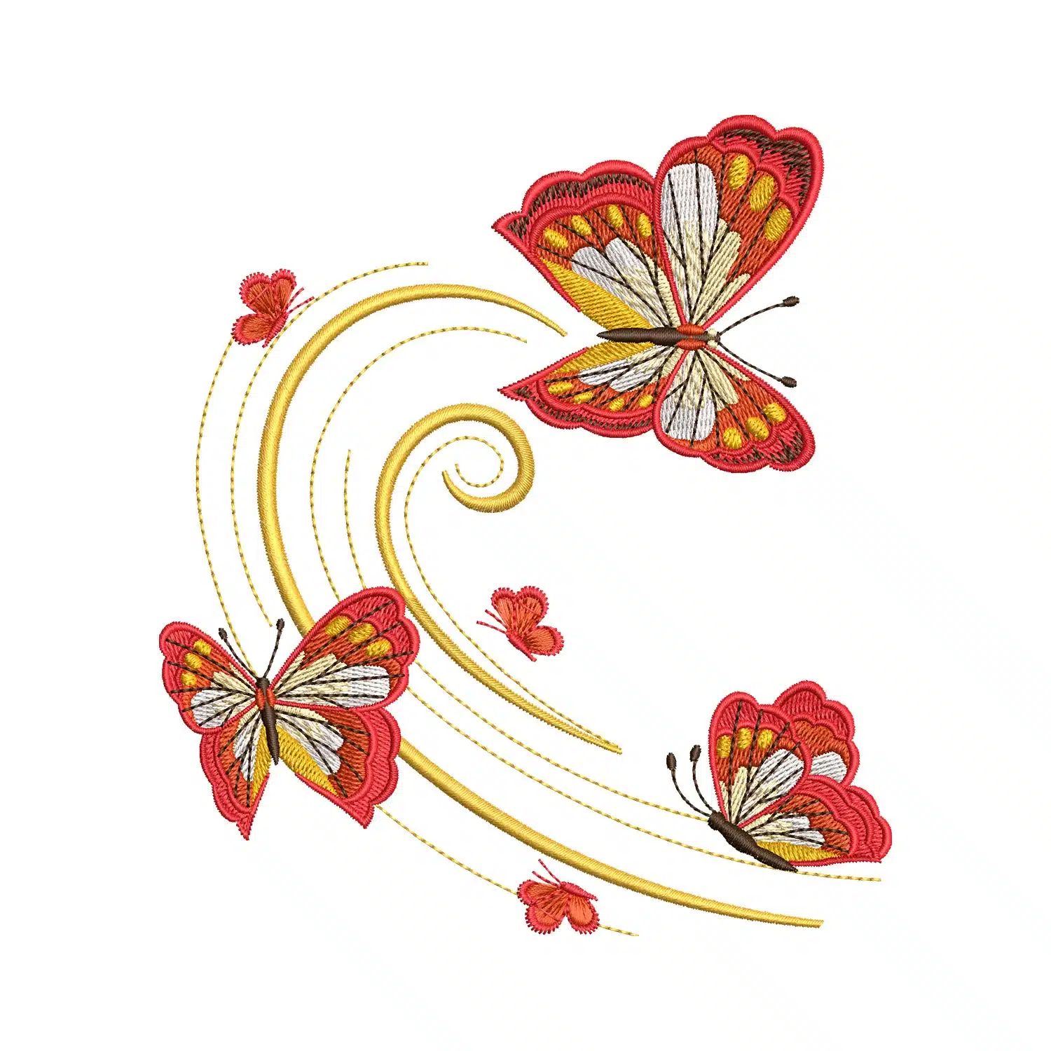 Floral Butterfly Swirl Embroidery Design
