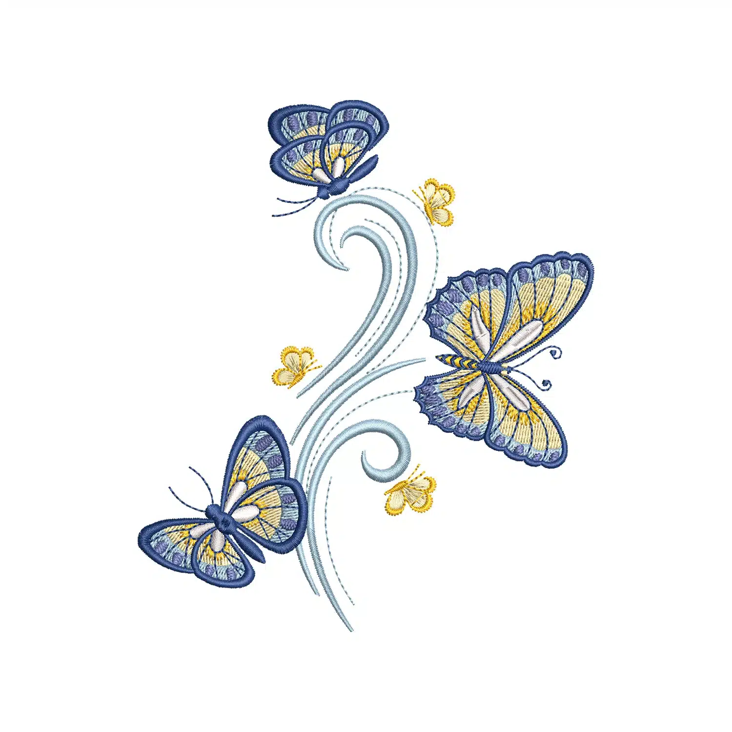 Floral Butterfly Swirl Embroidery Design
