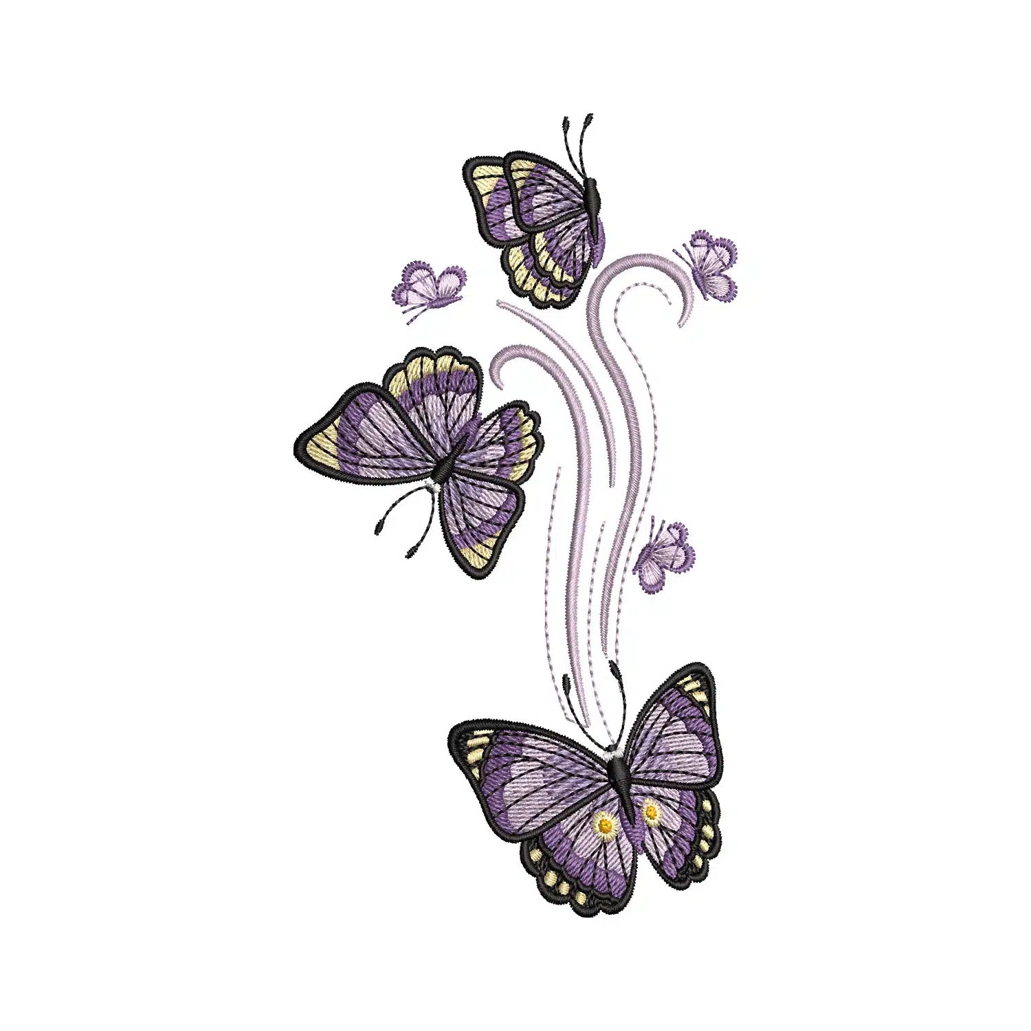 Floral Butterfly Swirl Embroidery Design