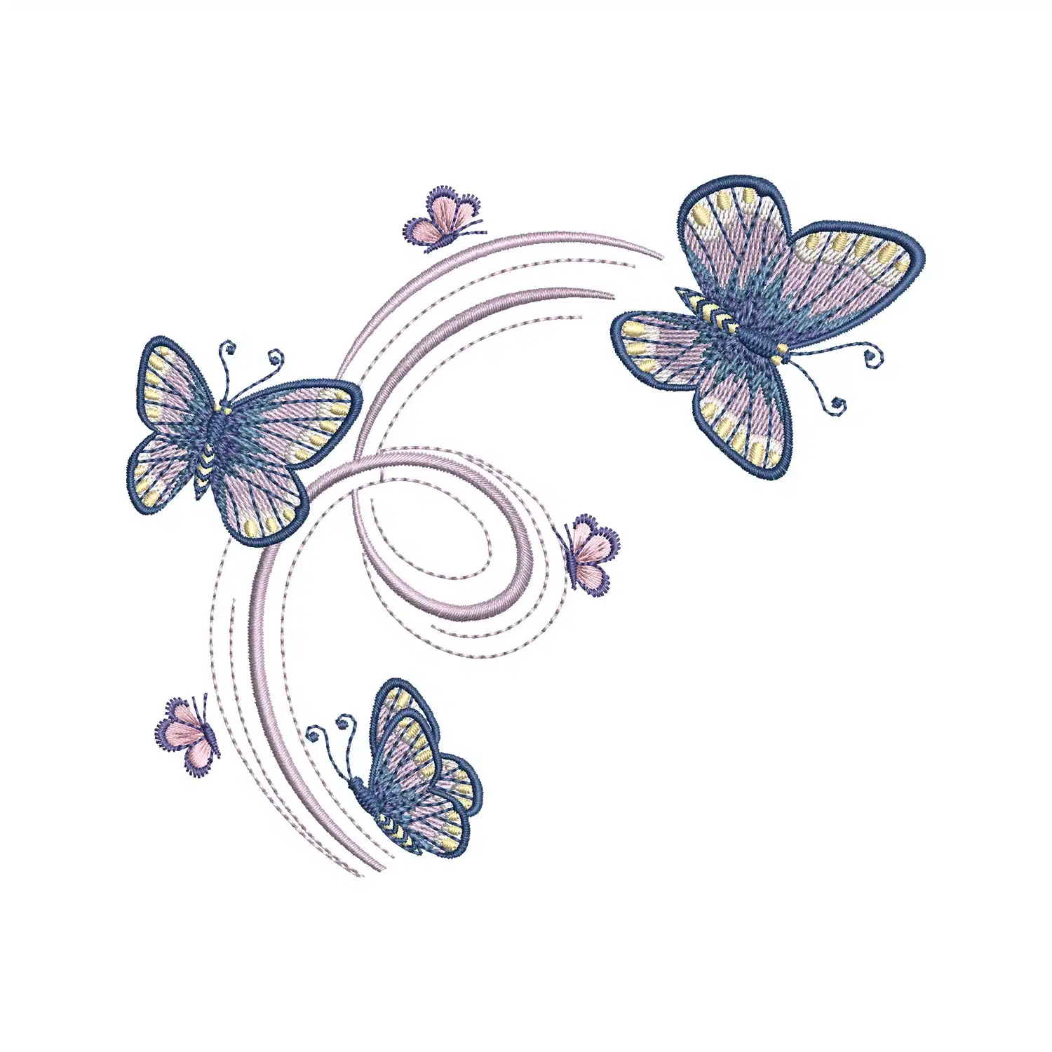 Floral Butterfly Swirl Embroidery Design
