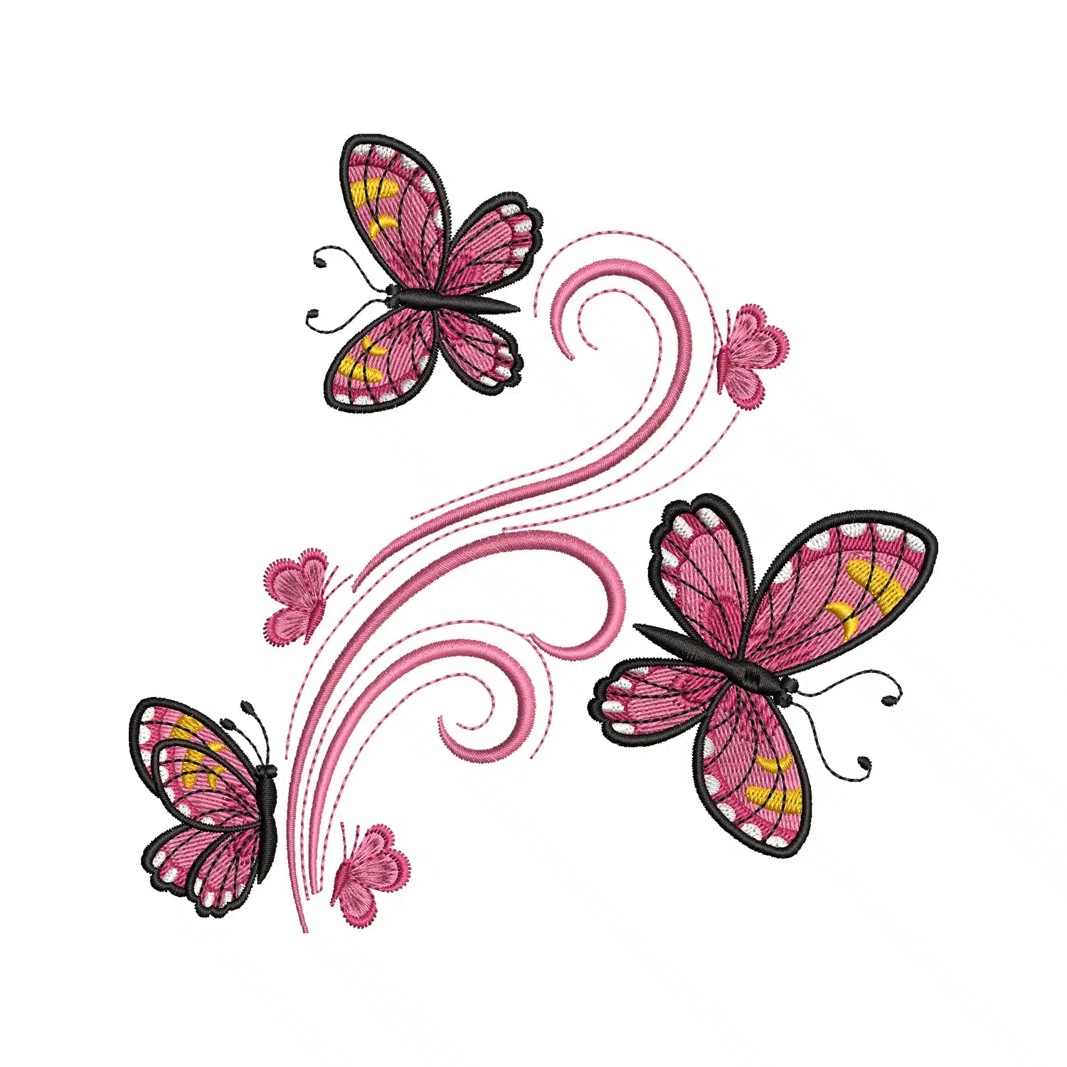 Floral Butterfly Swirl Embroidery Design