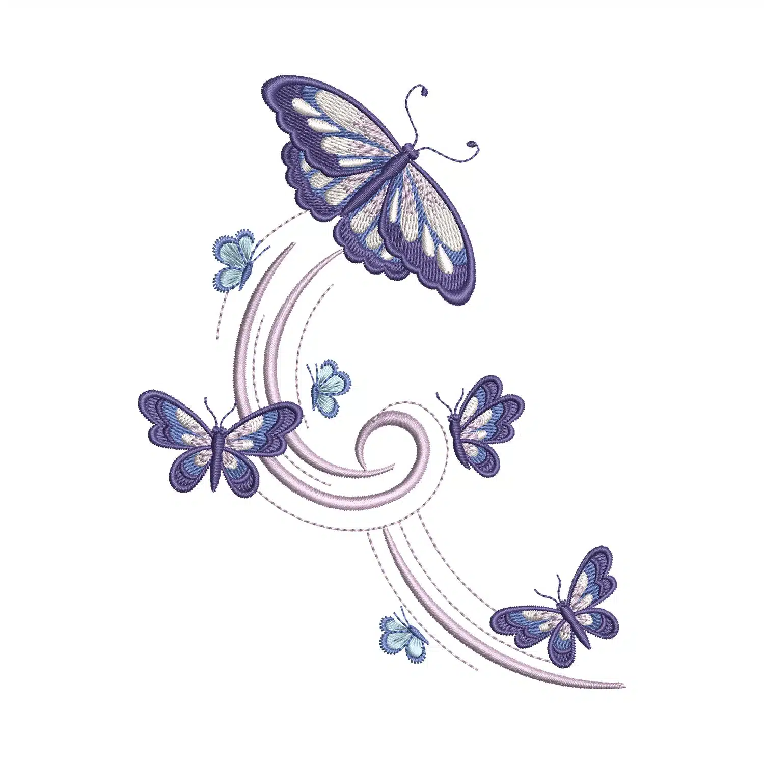 Floral Butterfly Swirl Embroidery Design