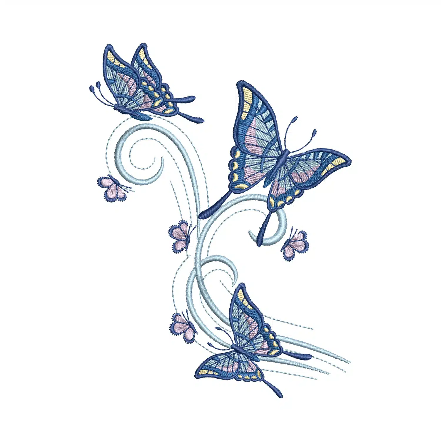 Floral Butterfly Swirl Embroidery Design