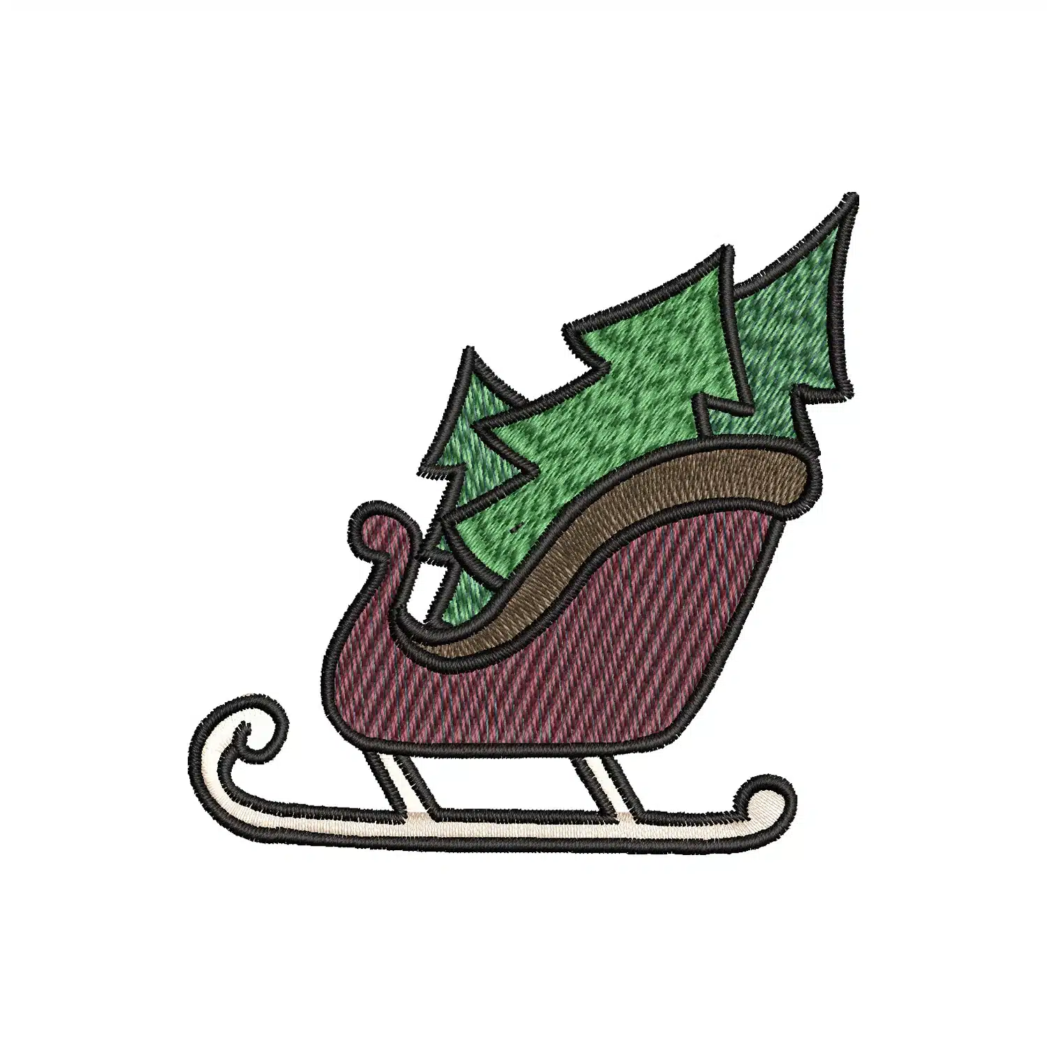Sleigh with a Tree Embroidery Design