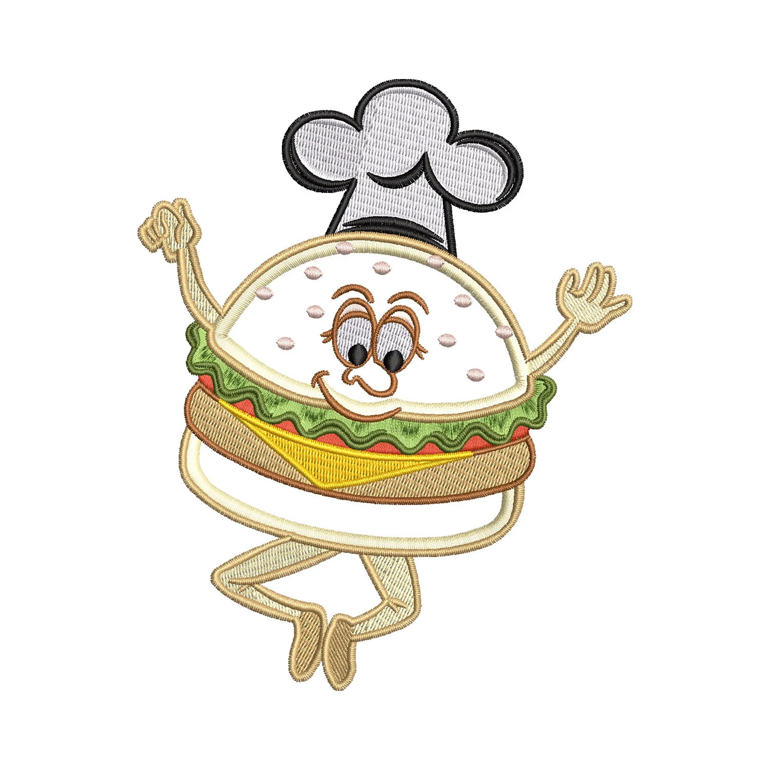 Chef Burger Embroidery Design