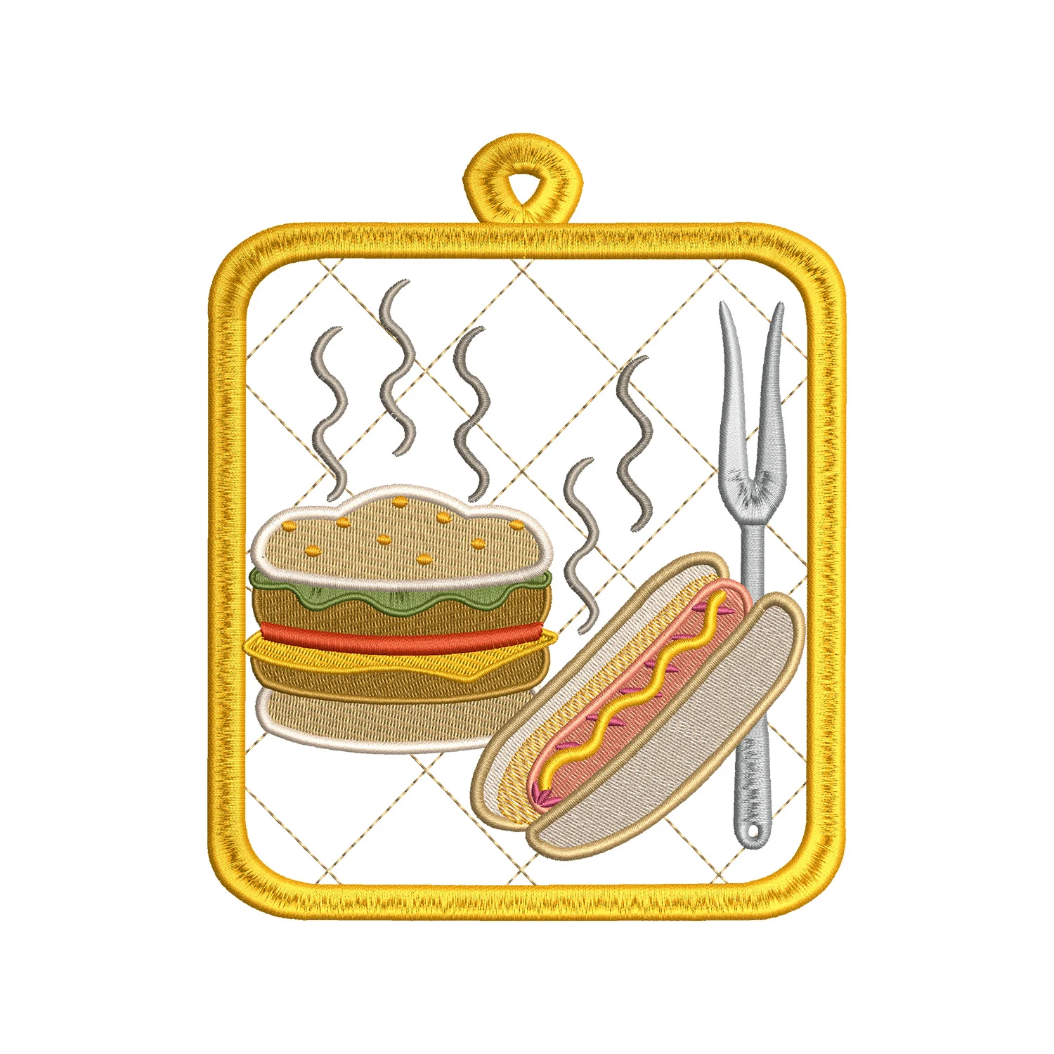Grilling Burger and Hotdog Embroidery Design