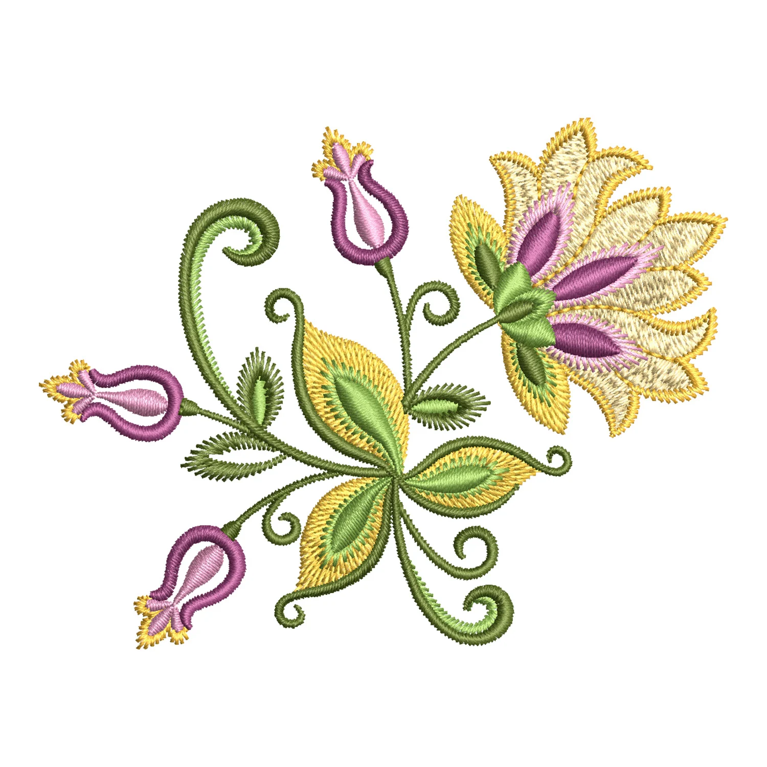 Floral Tulip Embroidery Design