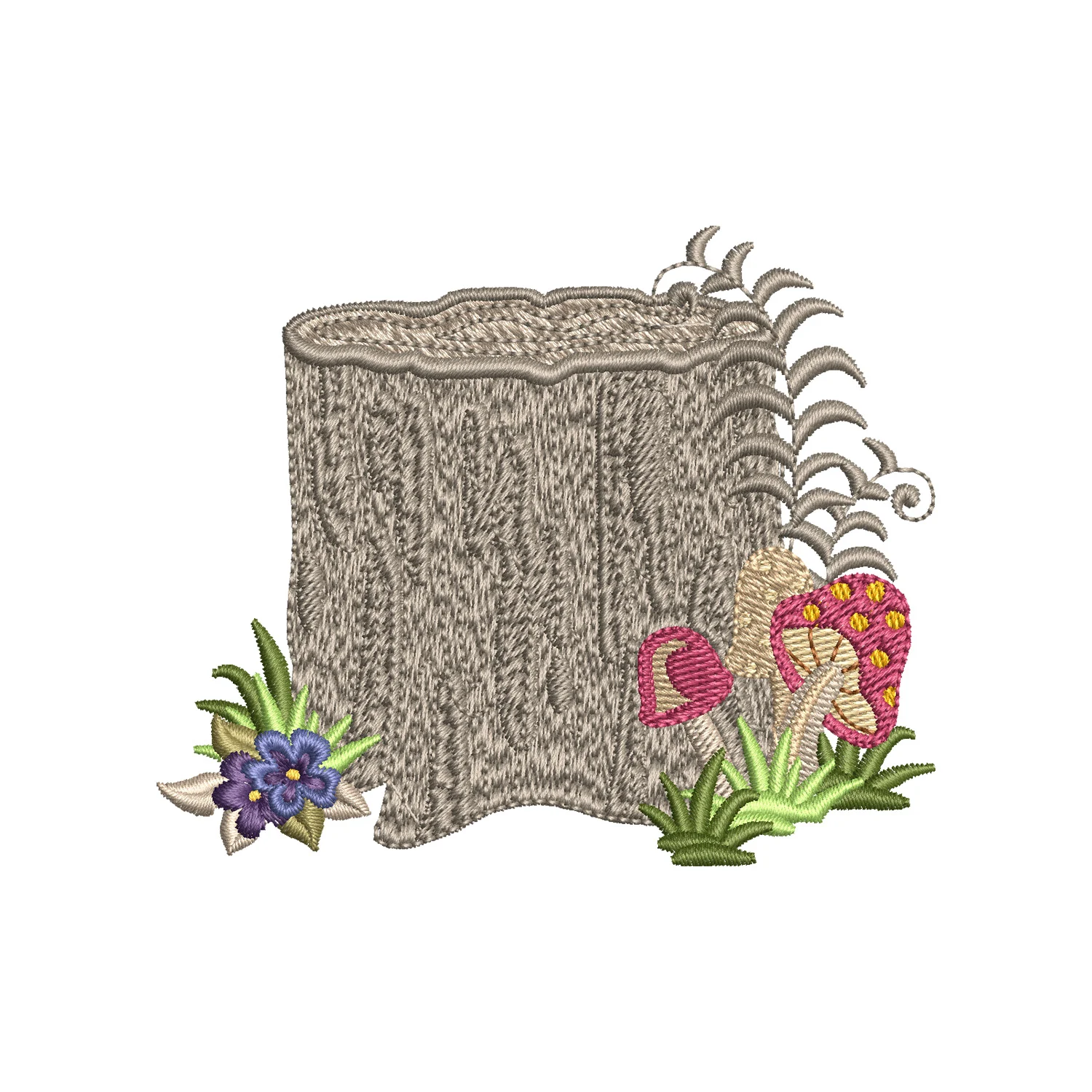 Tree Branch With Mushrooms Embroidery Design