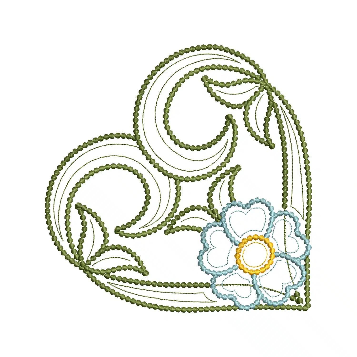 Floral Quilt Heart Embroidery Design Floral Quilt Heart Embroidery Design
